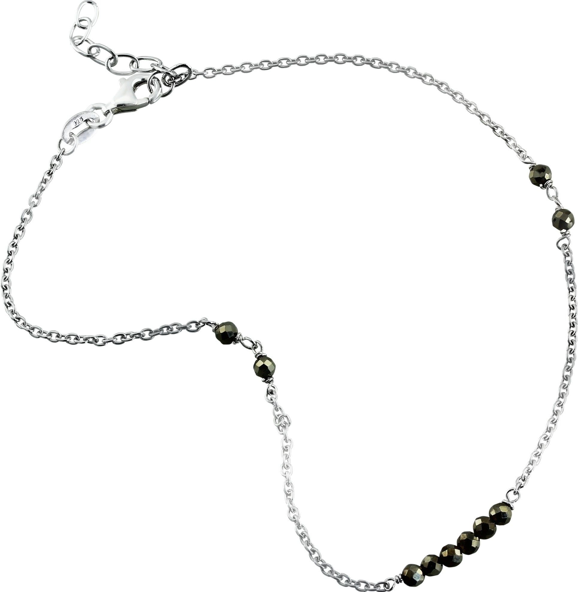 SilberDream Fußkette mit Anhänger SilberDream Damen Fußkette Perlen grau, Damen Fußkette Pyrit-Perlen aus 925 Sterling Silber, Farbe: grau, silb