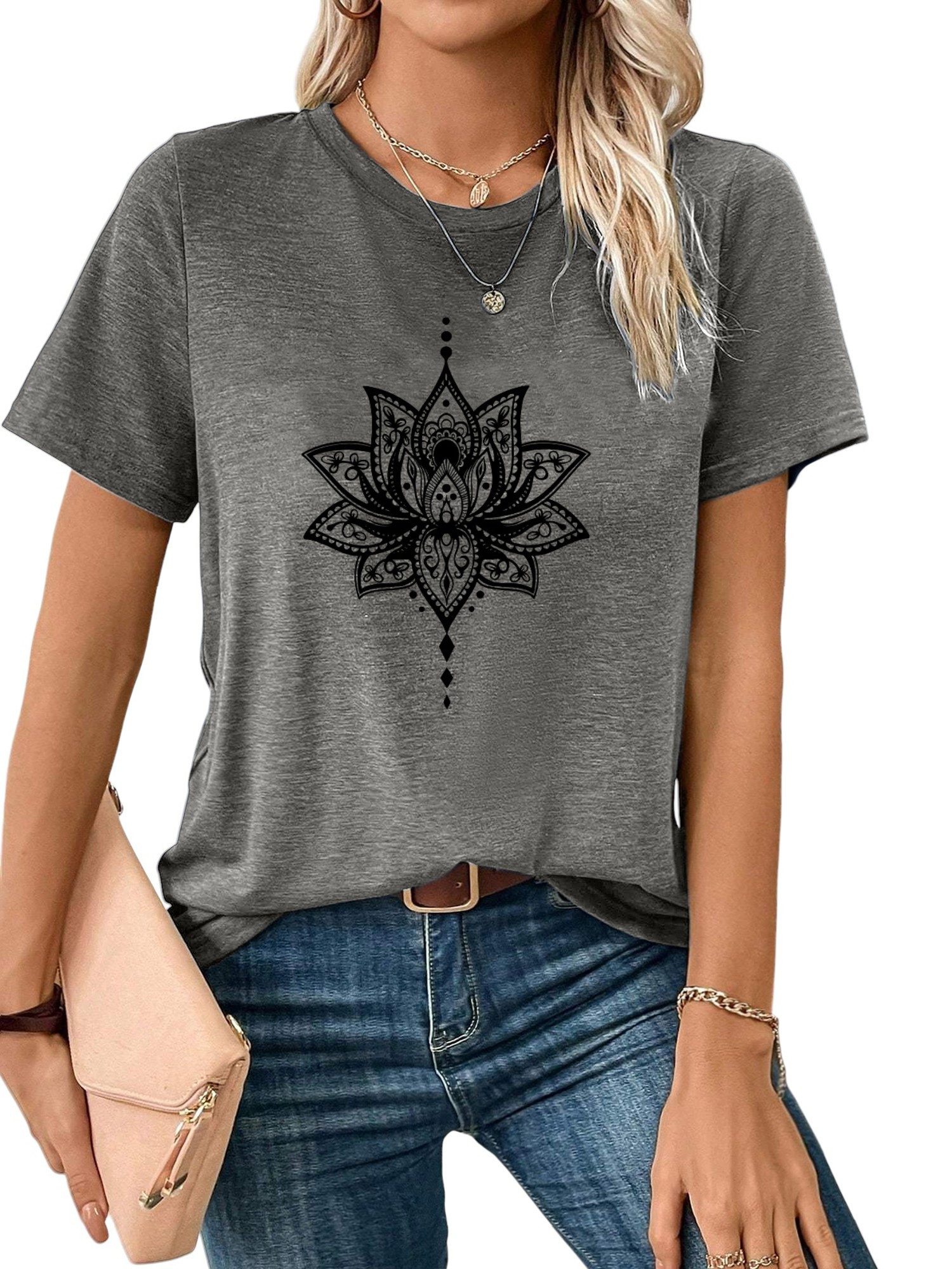 PYL Print-Shirt Damen Sommer Casual Oversize-Shirt günstig online kaufen