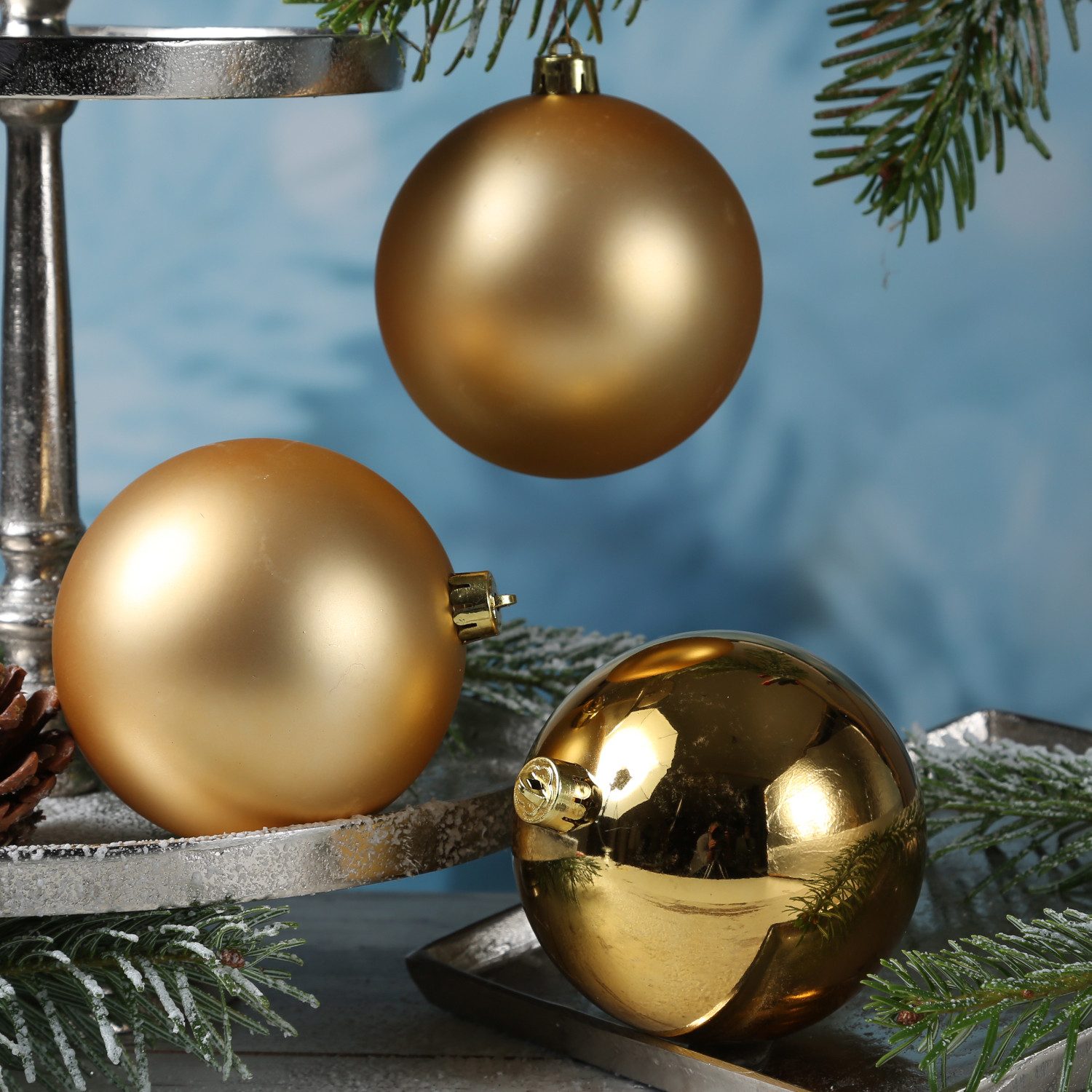 MARELIDA Weihnachtsbaumkugel Christbaumkugeln Weihnachtskugeln bruchfest 10cm gold 4er Set (4 St)