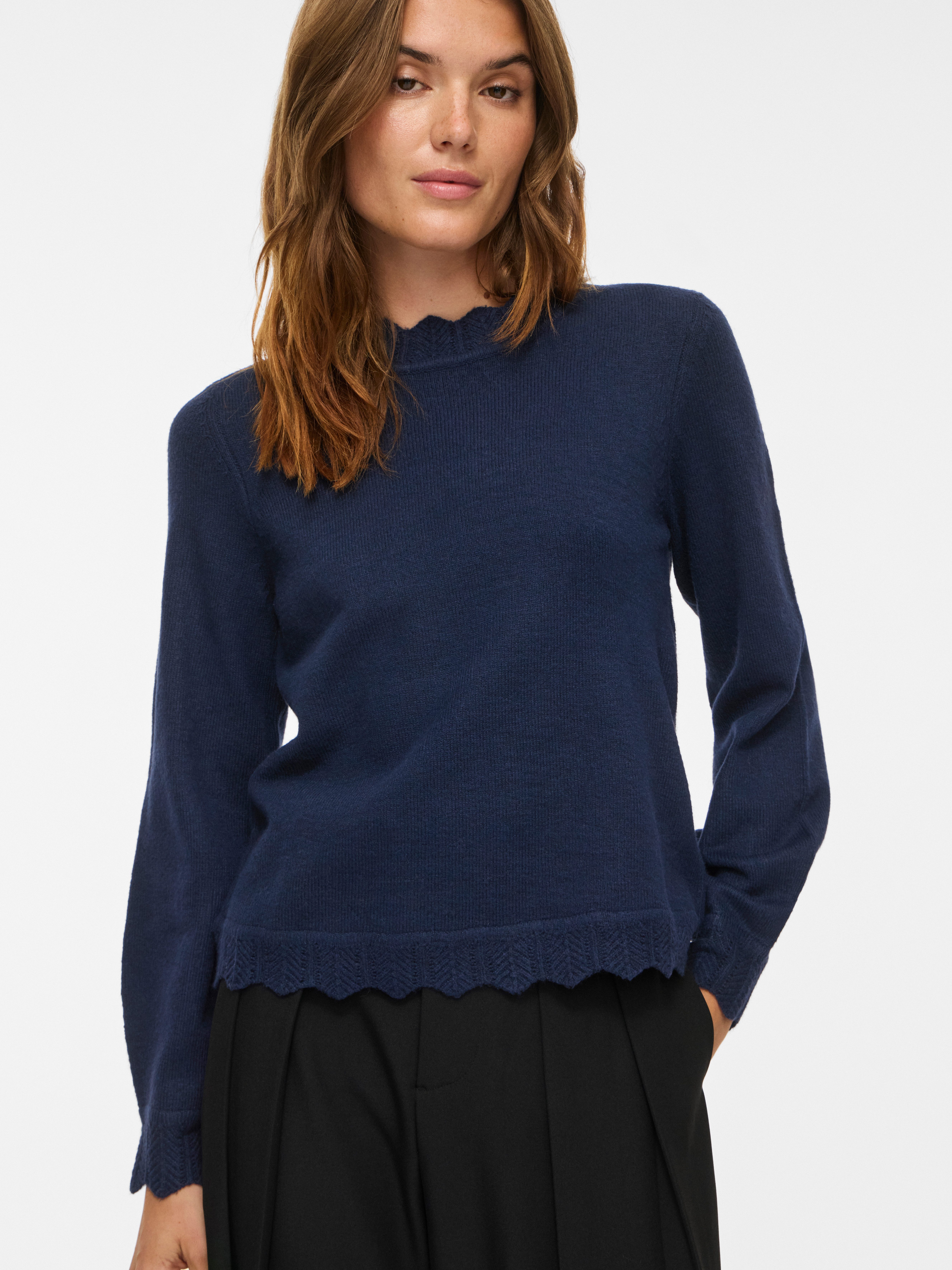 Vila Strickpullover VINIKOLINA O-NECK L/S KNIT TOP - NOOS Materialmix, regular fit