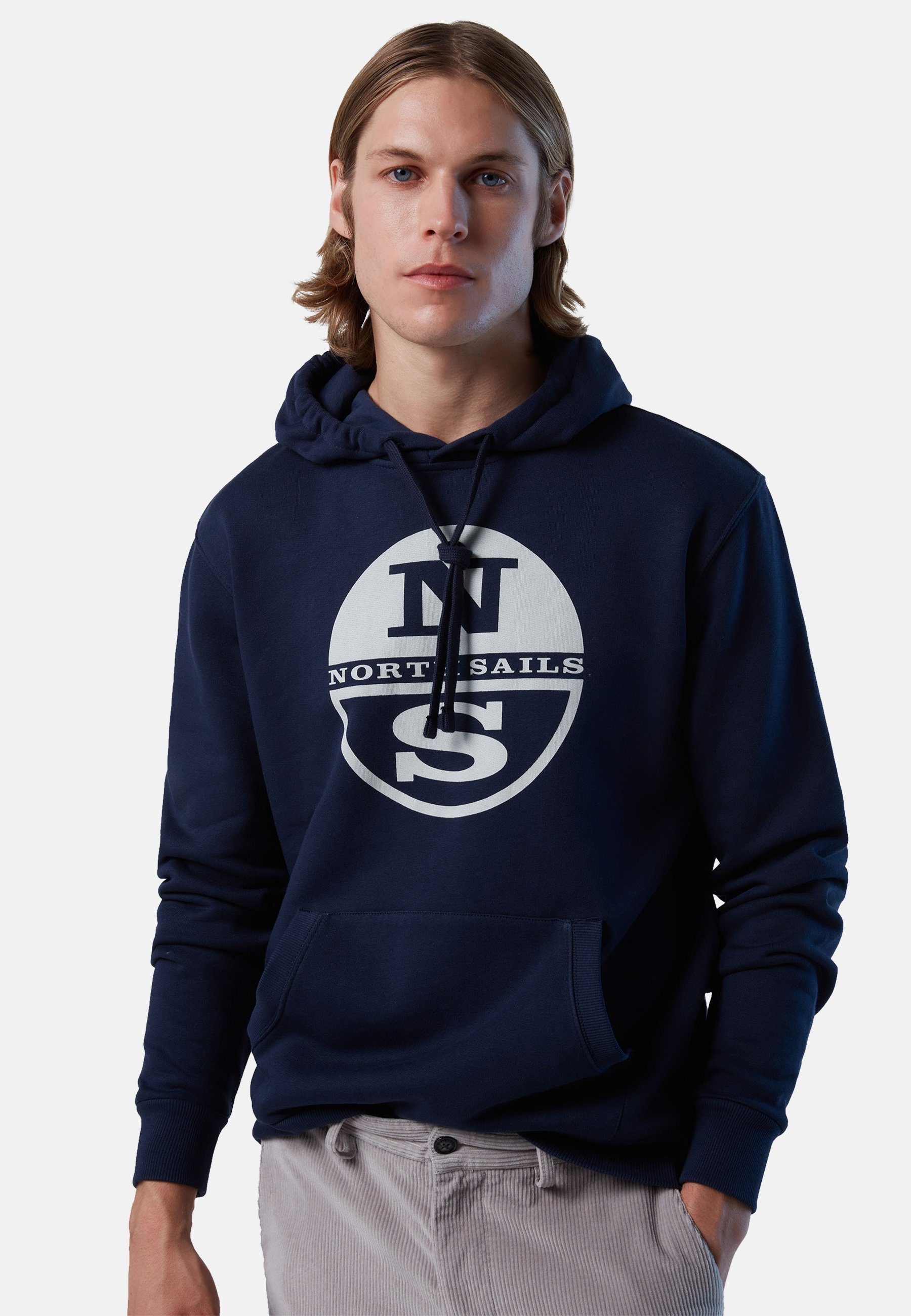 North klassischem navy Kapuzensweatshirt mit Sails Kapuzenpulli mit Design Maxi-Logo-Druck