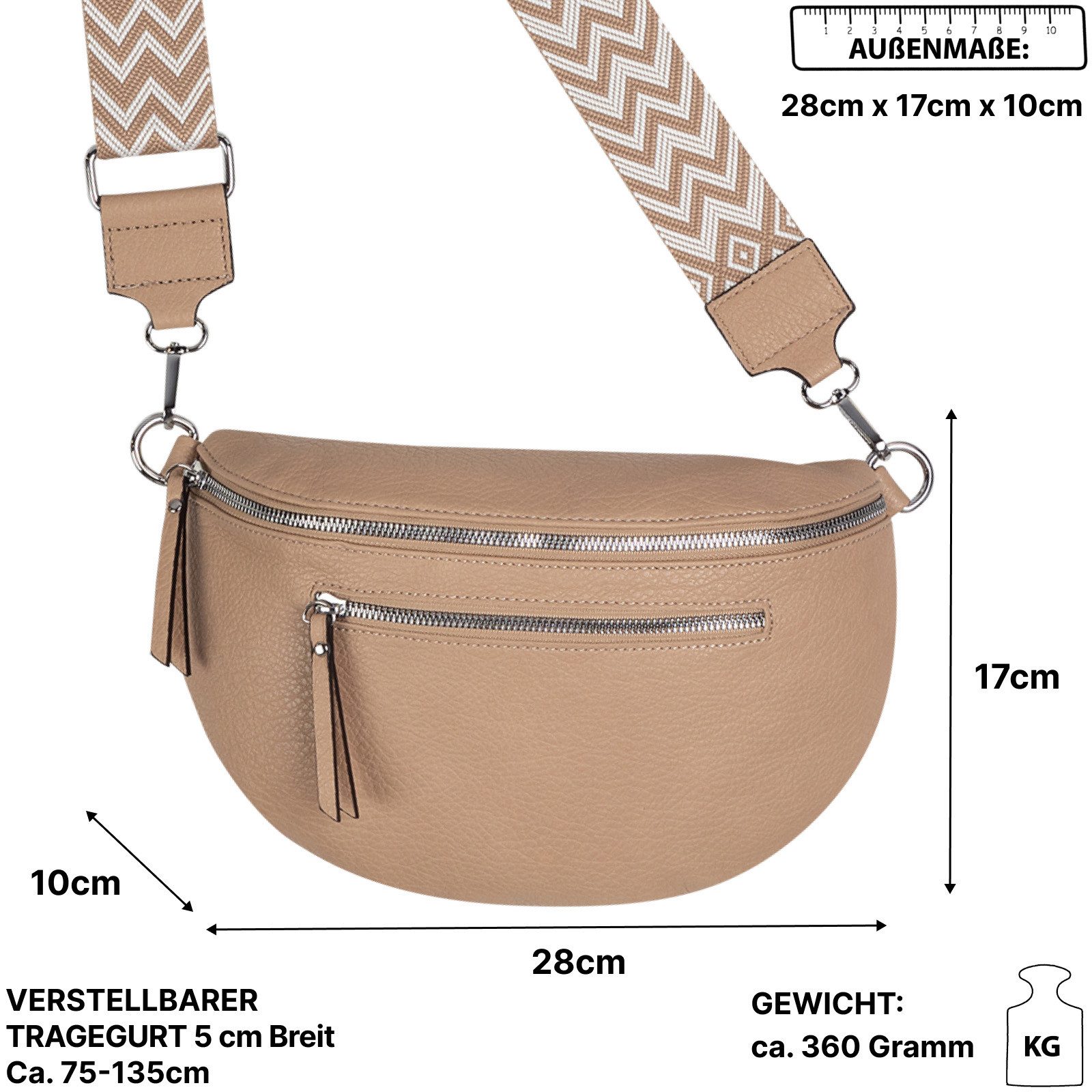 EAAKIE Gürteltasche Bauchtasche Umhängetasche Crossbody-Bag Kunstleder Ital günstig online kaufen