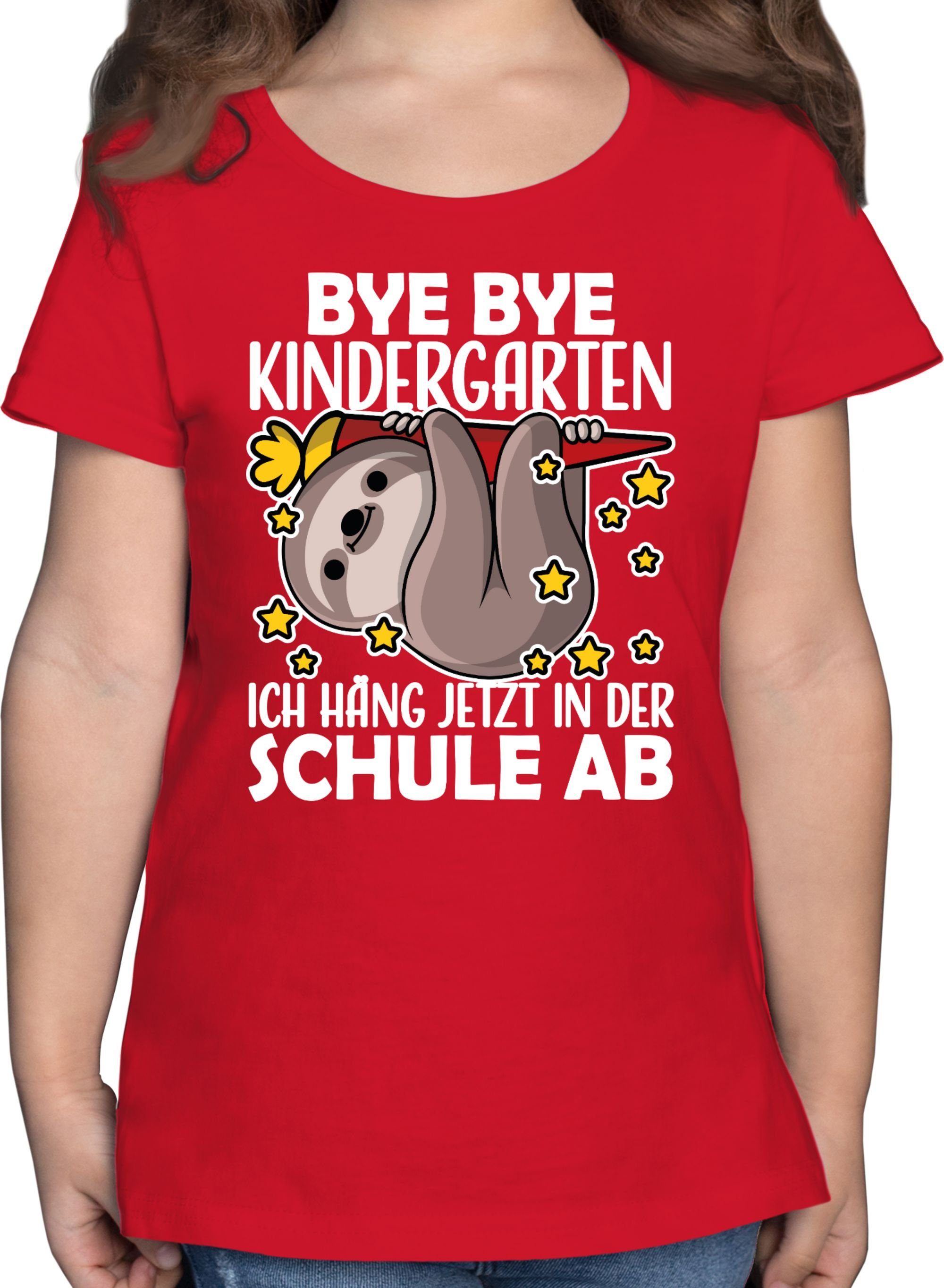 Shirtracer T-Shirt Einschulung Bye Mädchen Kindergarten Rot Bye 3
