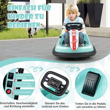 KOMFOTTEU Elektro-Kinderauto, Belastbarkeit 25 kg, Kinderfahrzeug 360 Grad mit Musik & LED-Lichtern & Hupe