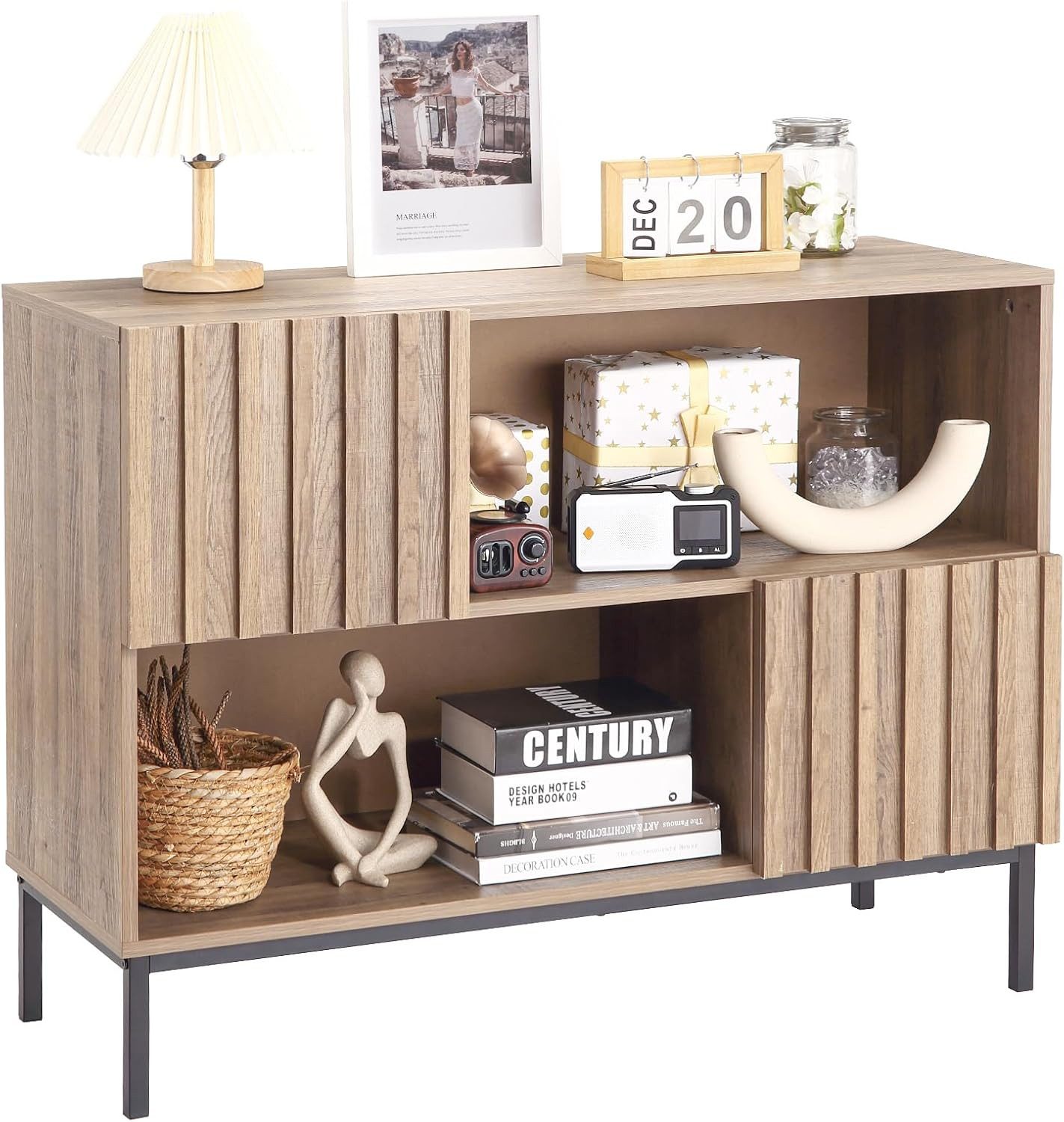 GarveeMore Sideboard Mid-Century Modern,Buffetschrank mit Lagerregalen günstig online kaufen