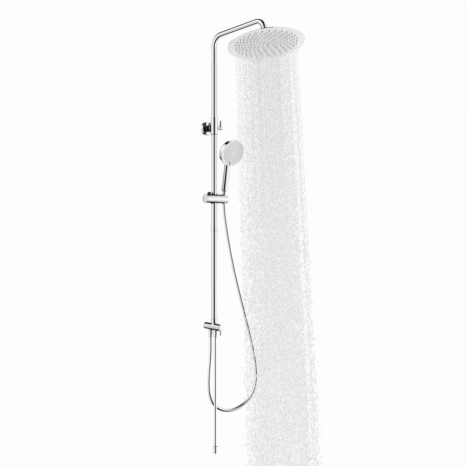 HOMELODY Duschsystem 12'' Regendusche, Höhenverstellbar, 2-Wege Umschalter, Edelstahl, 3-stufiger Handbrause,komfortabel, langlebig & leicht zu montieren