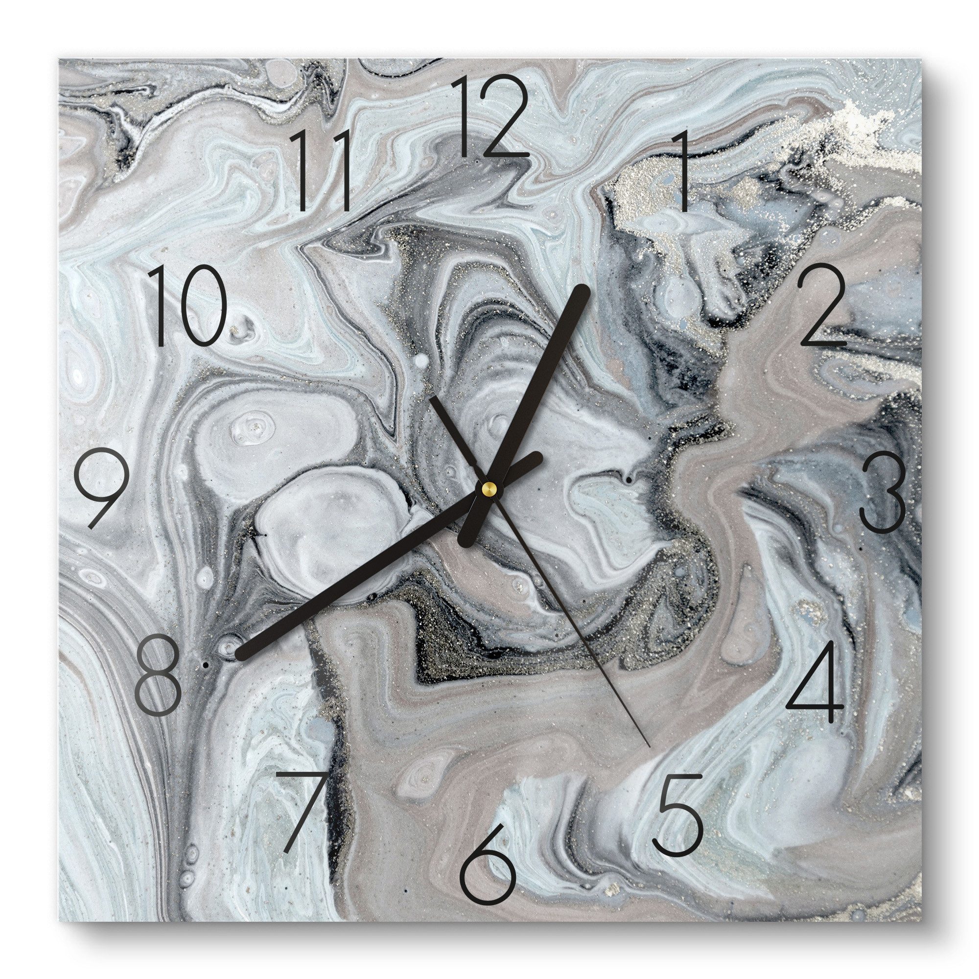 DEQORI Wanduhr 'Organische Eleganz' (Glas Glasuhr modern Wand Uhr Design Küchenuhr)