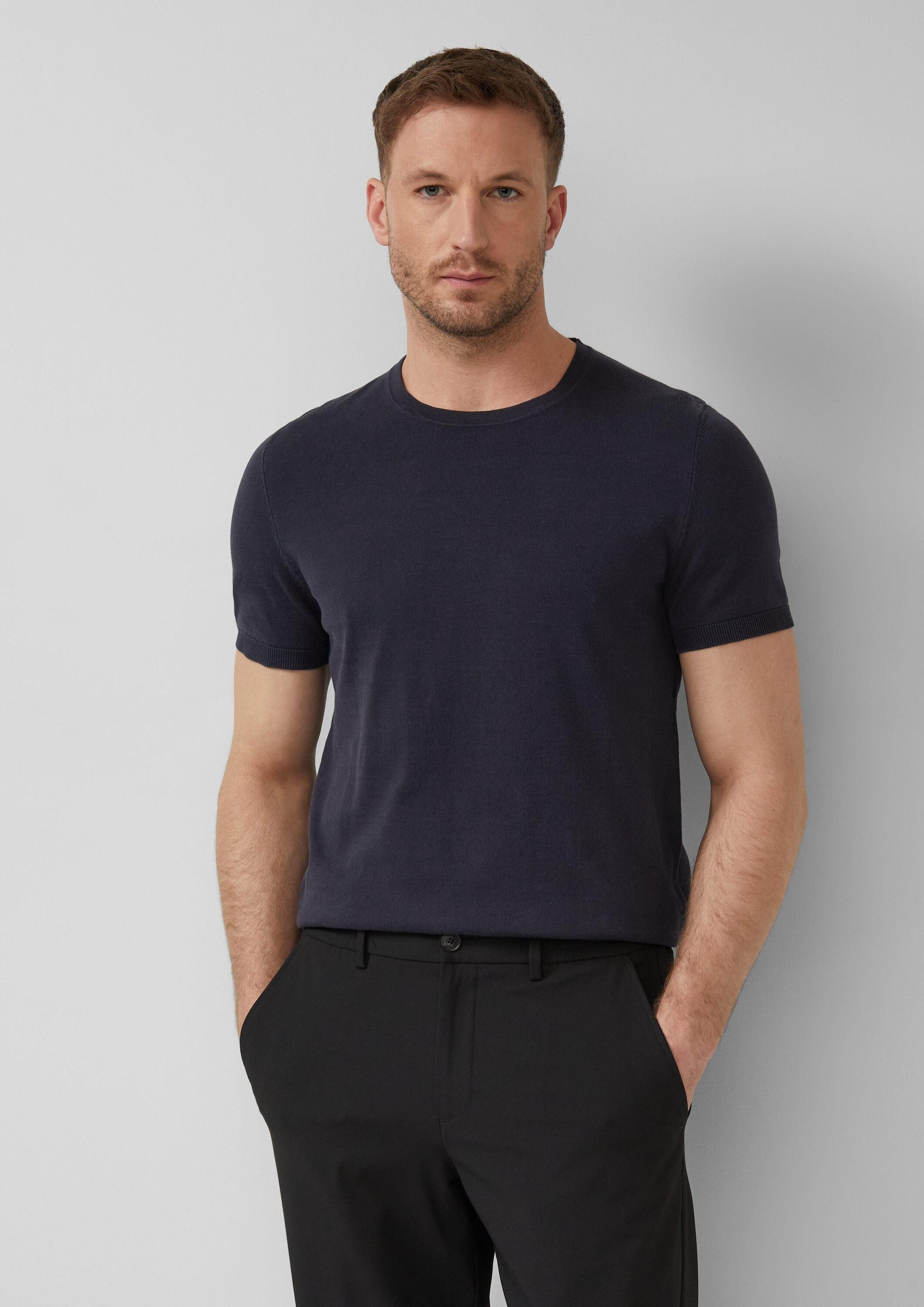 s.Oliver Kurzarmshirt Strickpullover Edles Feinstrick-T-Shirt aus Baumwolle-Seide-Mix