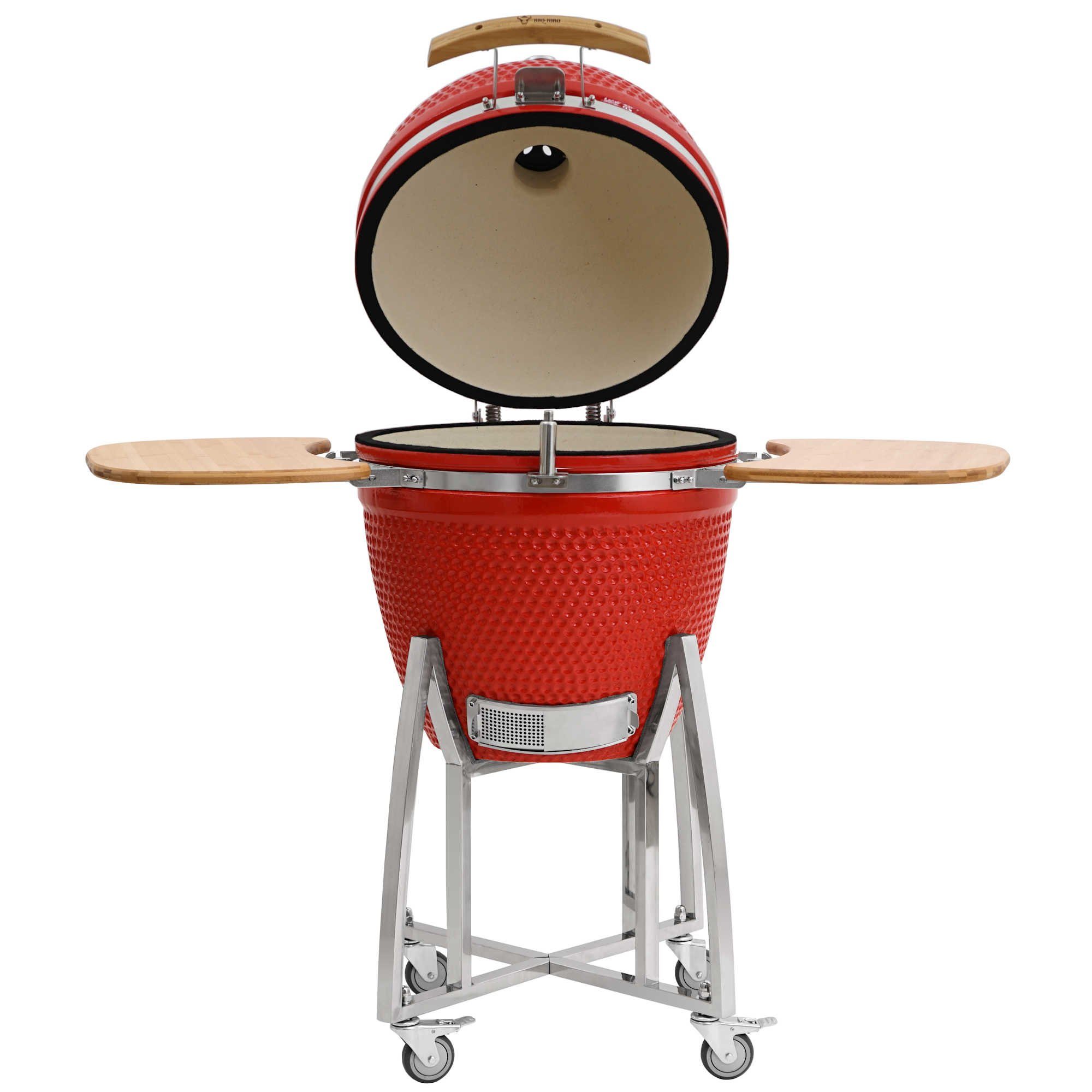 BBQ-Toro Keramikgrill Kamado Grill Holzkohlegrill "KURO" Ø 52 cm, Rot, Keramikgrill