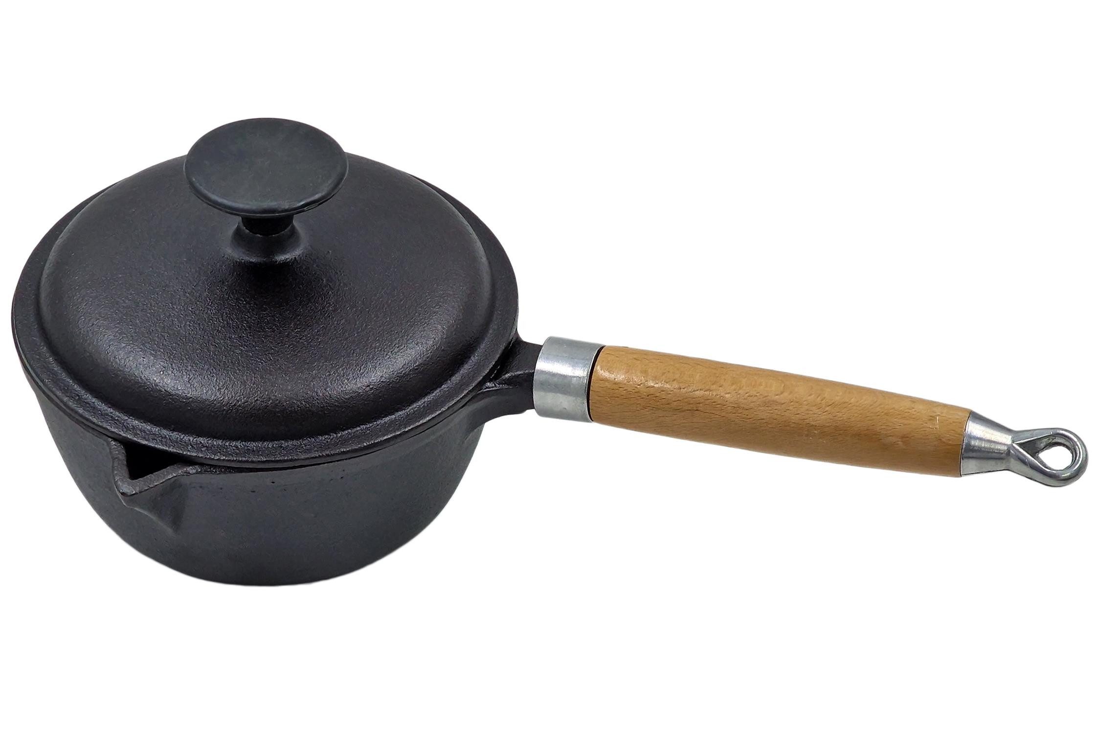 matrasa Grilltopf Dutch Pan - Grill Kaserolle mit Deckel Dutch Oven Gusseisen 1 L 19x9cm, Gusseisen (Set, 2-tlg., Stilkasserolle inkl. Deckel), Feuertopf Grillpfanne mit Deckel