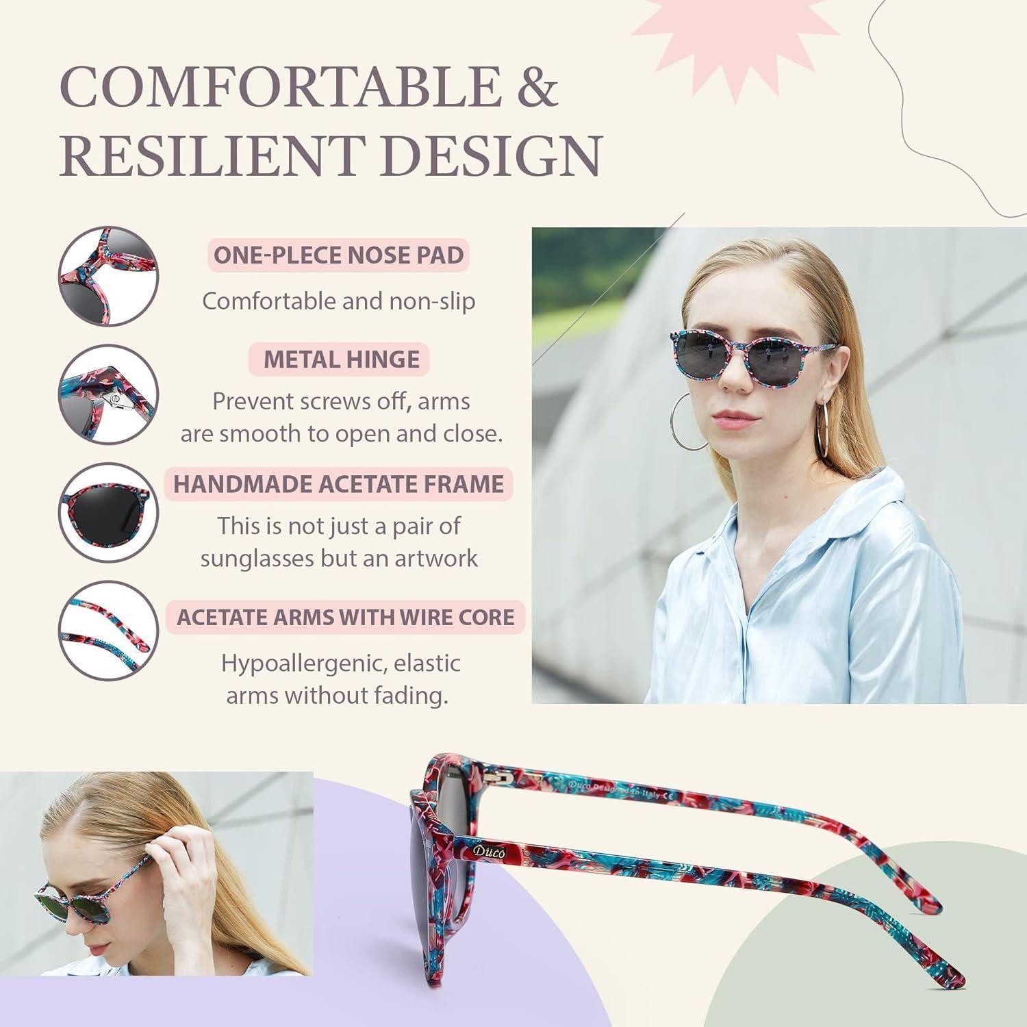 LuxusKollektion Retrosonnenbrille Sonnenbrille Damen retro polarisiert UV400 Acetatrahmen leicht