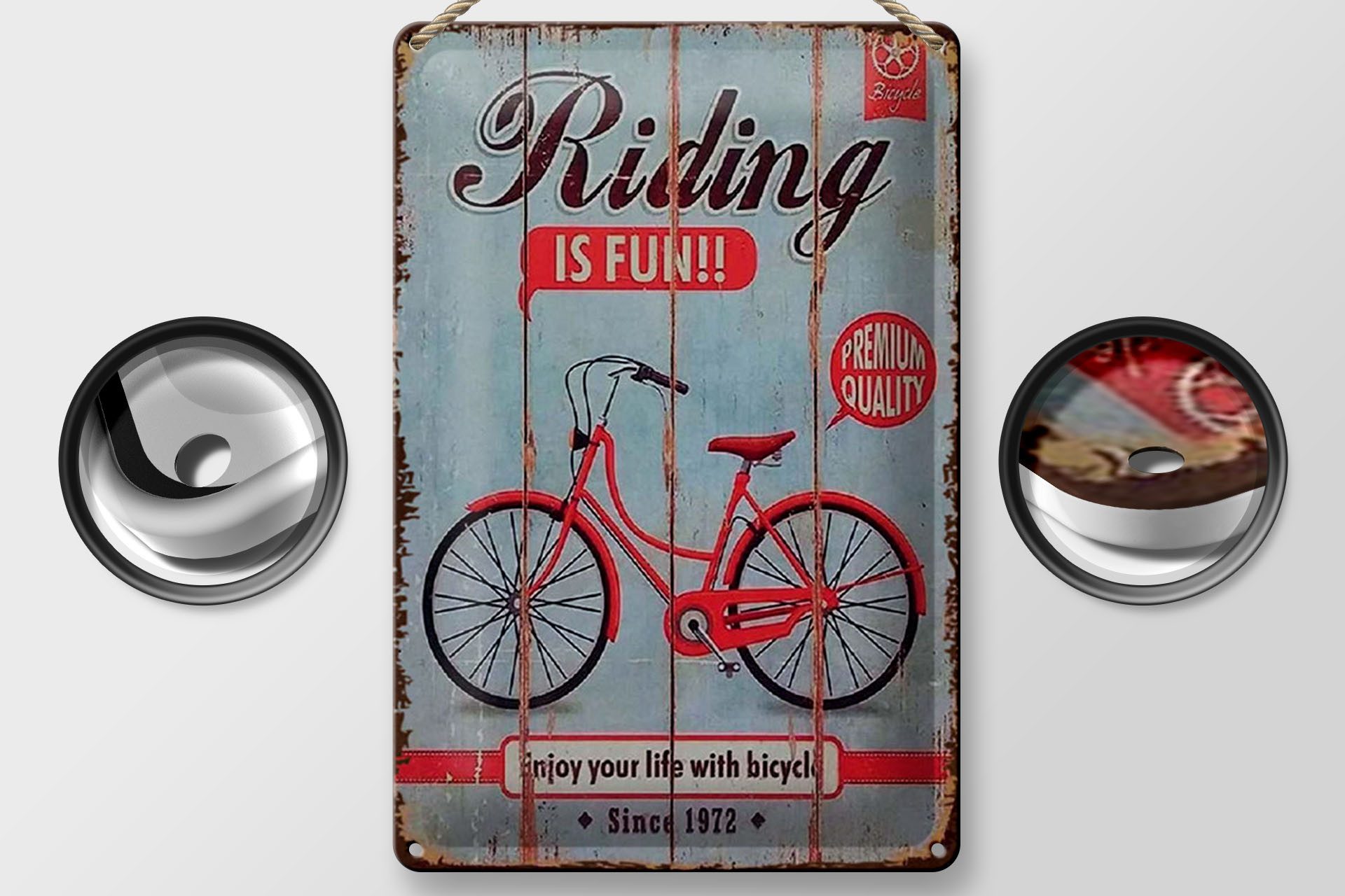 Femer GmbH Metallbild Fahrrad 20x30 cm riding is fun Enjoy your life with bicycle
