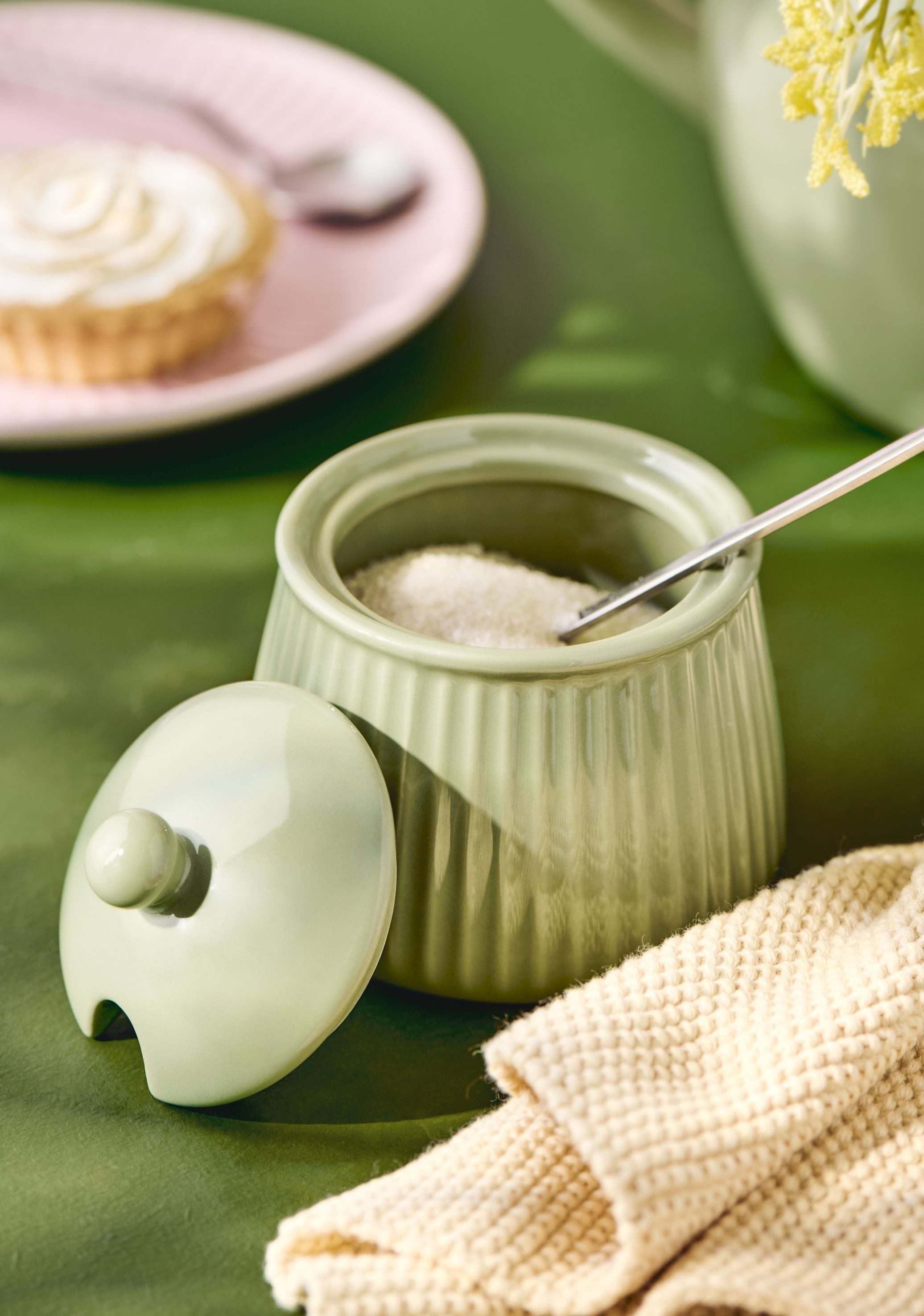 Ib Laursen Milch- und Zuckerset Ib Laursen - Zuckerdose Zuckerschale Mynte Rillen Keramik 2028 Farbe: