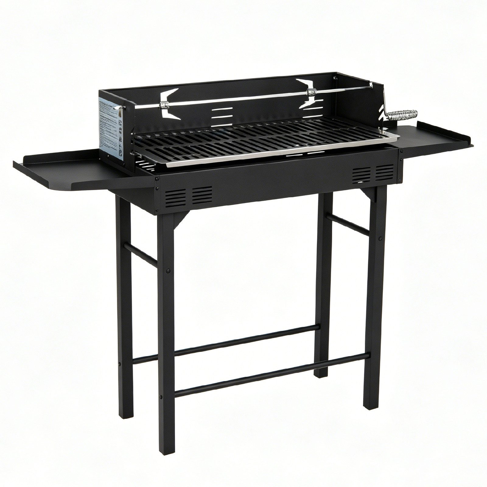 COSTWAY Holzkohlegrill, Mit höhenverstellbarem Grillrost 73 x 34 cm & 2 Ablagen