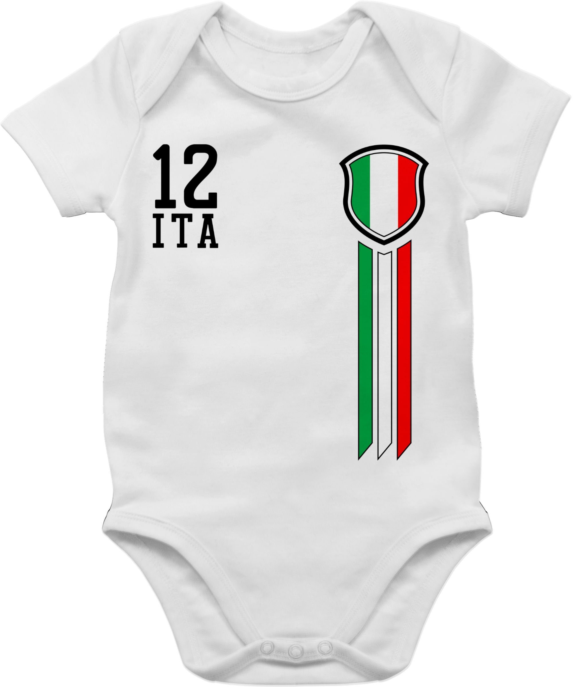 Shirtracer 3 2024 Shirtbody 12. Italien Fanshirt EM Baby Fussball Weiß Mann