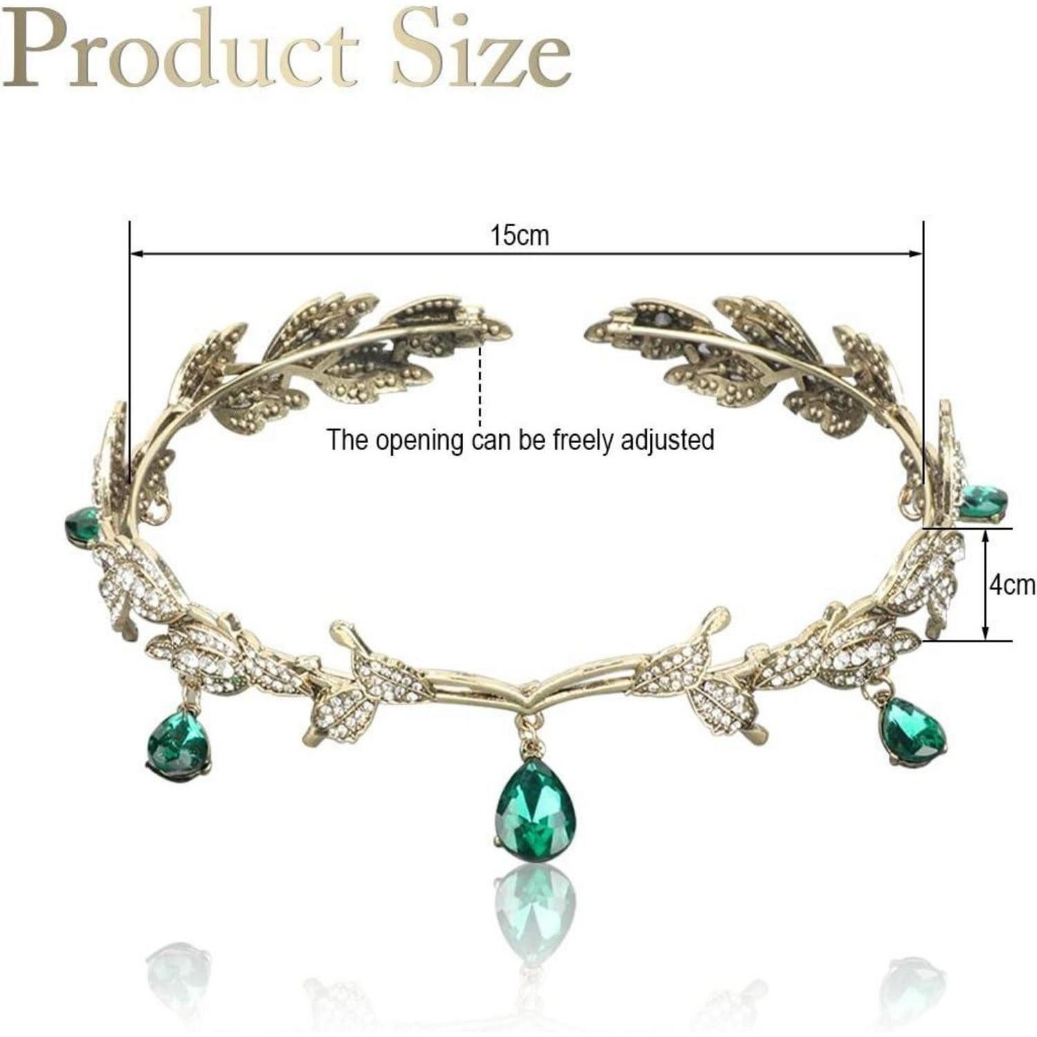 LuxusKollektion Schmuckset Elfen Kopfschmuck Vintage Grün Strass Tiara Kristallperlen Braut