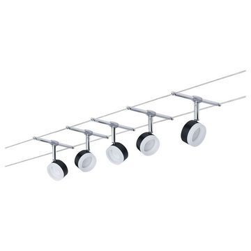 Paulmann Deckenleuchte LED Wire Systems in Schwarz und Chrom 5x 20W 750lm, keine Angabe, Leuchtmittel enthalten: Ja, fest verbaut, LED, warmweiss, Seilsystem