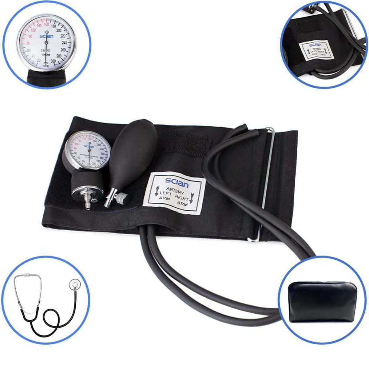 Oberarm-Blutdruckmessgerät Manuelles Sphygmomanometer mit Stethoskop