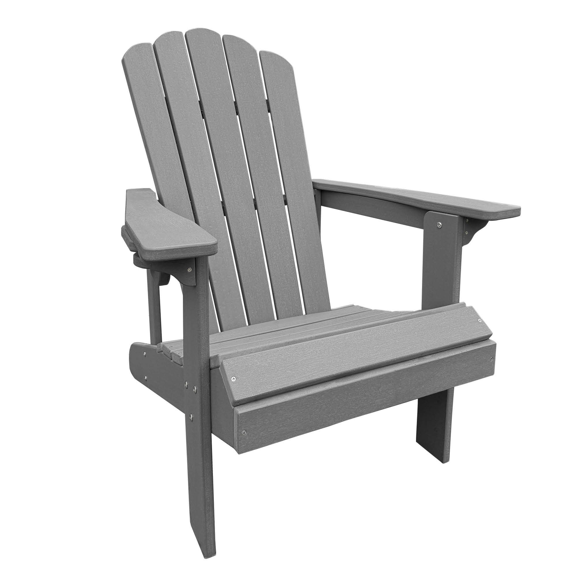 UNUS GARDEN Gartenstuhl Adirondack "Lino" HDPE Kunststoff wetterfest, Hellgrau 96x70x85cm