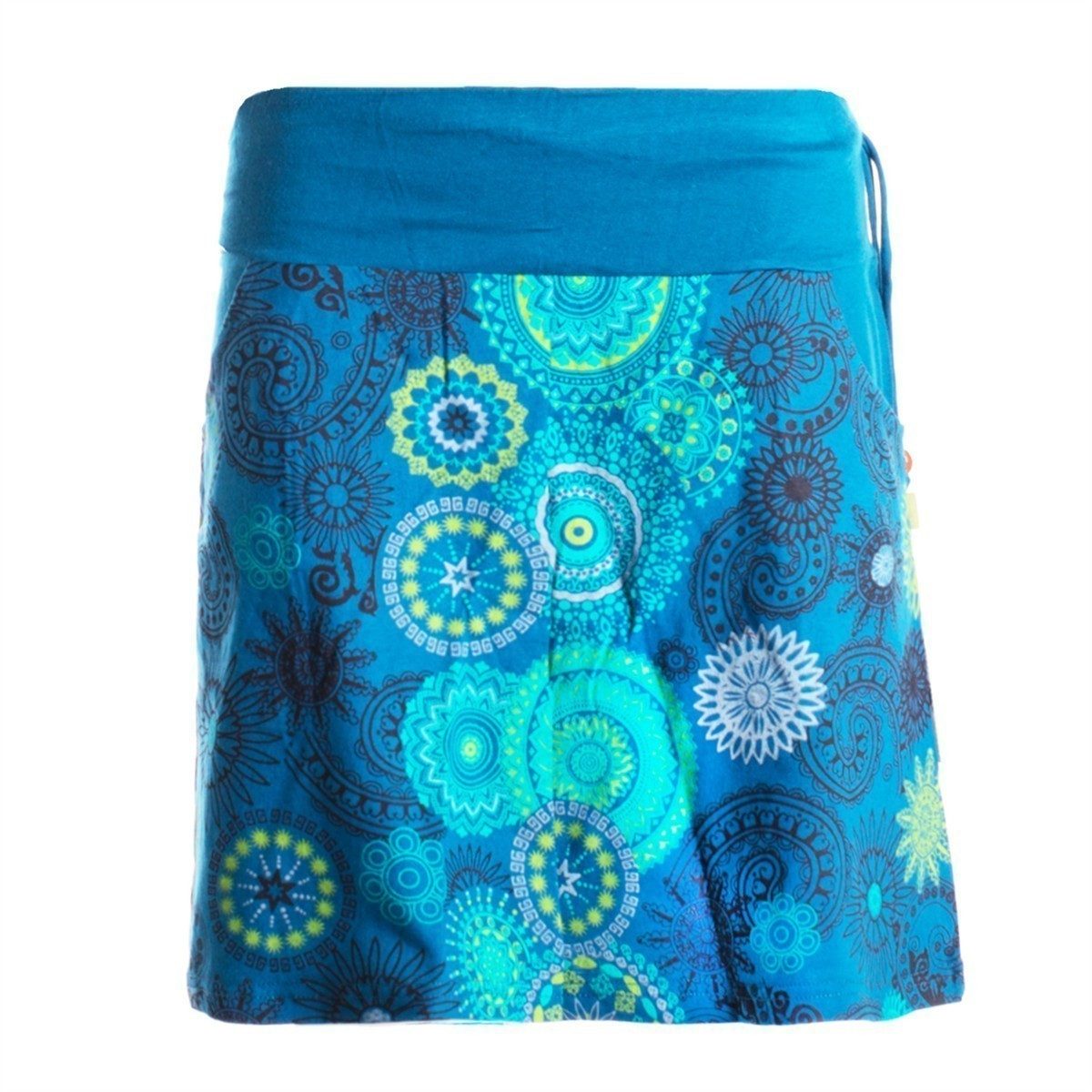 Vishes Minirock Kurzer Damen Baumwoll-Rock Taschen-Rock Mini-Röcke Mandala-Streifen Boho, Hippie, Retro Style
