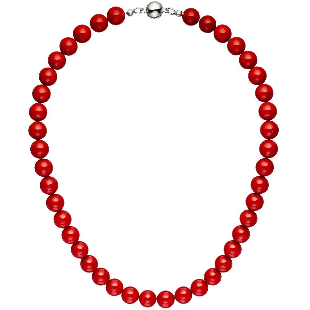 Perlenkette Kette aus Muschelkern-Perlen, rot, 45cm