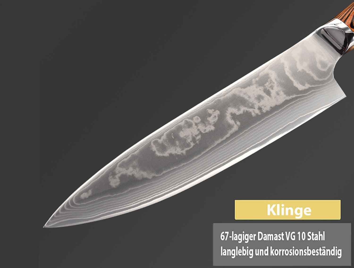 Muxel Kochmesser Hochwertiges Chefkoch Küchen-Messer Carbon V10 Edelstahl Kohlenstoff-K, Hammerschlag Klinge