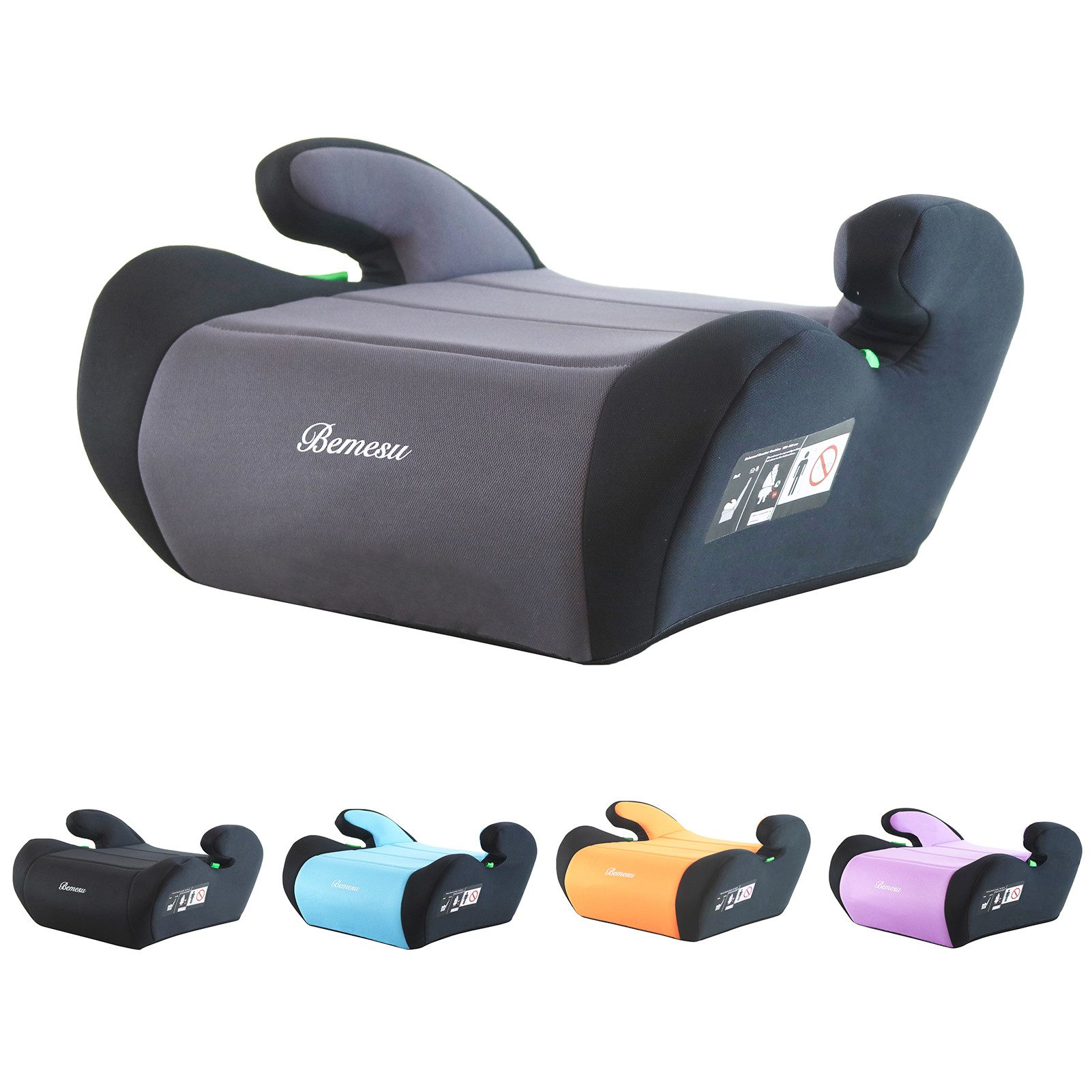 Bemesu Kindersitzerhöhung Kindersitzerhöhung ECE R129/03 Sitzerhöhung für Kinder von 125–150cm, ab: ab 6 Jahre oder 125cm Körpergröße, bis: bis 12 Jahre oder 150cm Körpergröße, I-Size, waschbarer Bezug, Weich bequem