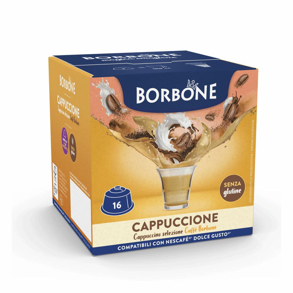 Caffè Borbone Kaffee Cappuccino, 16 Kapseln, Kompatibel mit Nescafé Dolce Gusto Maschinen*