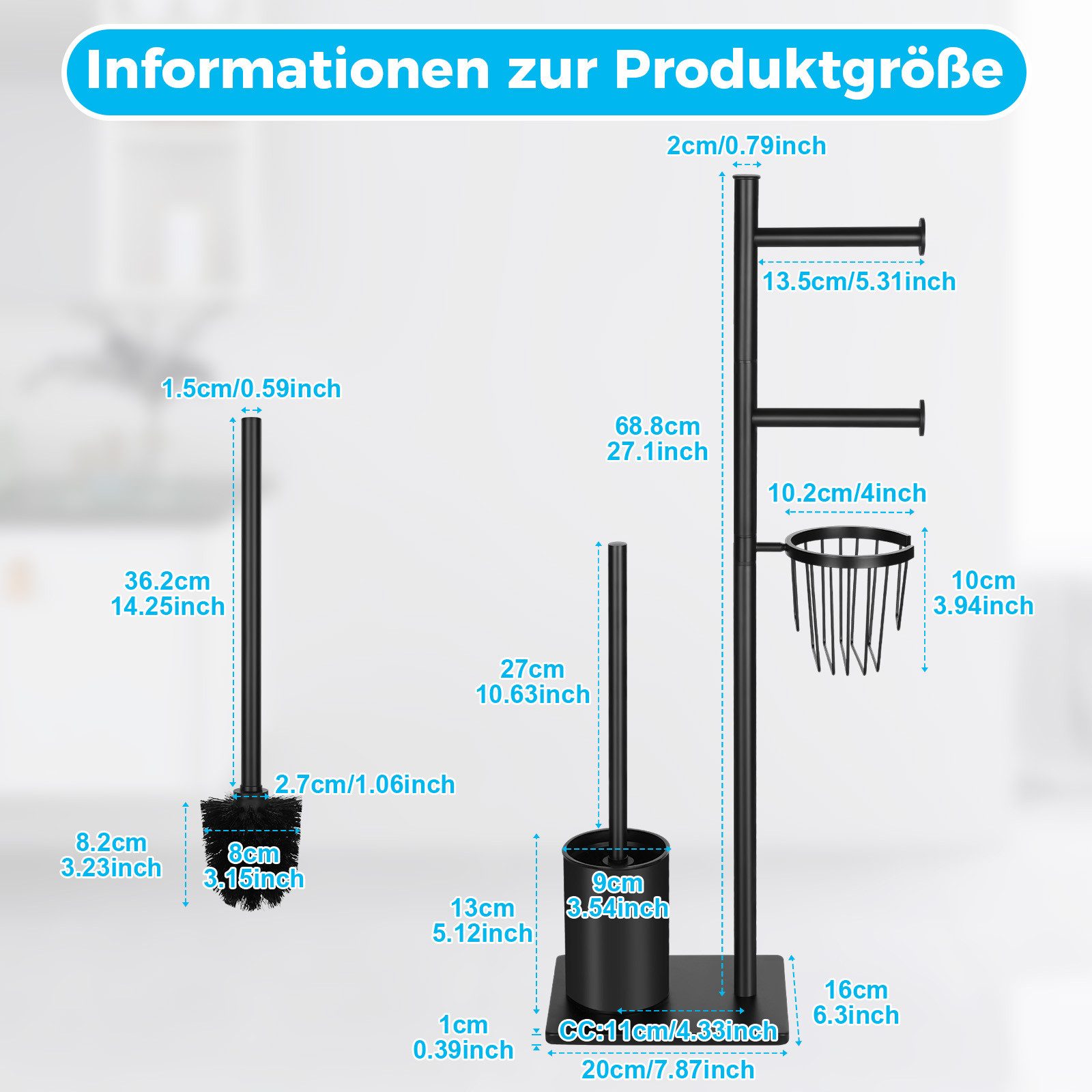 PRIISF Handtuchhaken Toilettenpapierhalter WC-Garnitur m/ Toilettenbürste günstig online kaufen