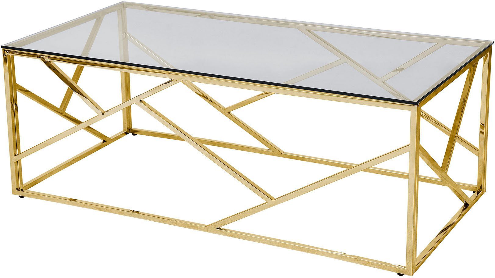 SalesFever Couchtisch, Gestell gefertigt aus rostfreiem Edelstahl Gold, Grau | Gold | Grau