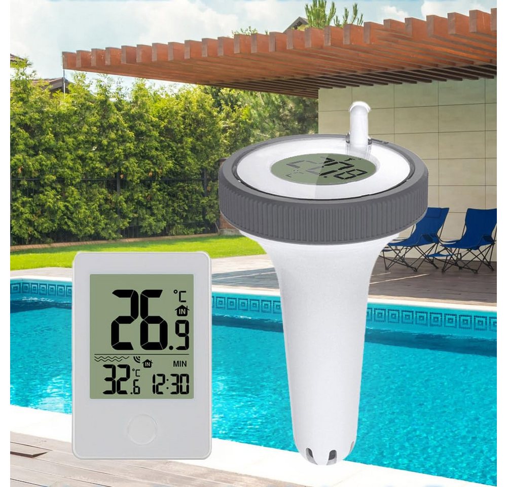ibettertec Schwimmthermometer Schwimmthermometer Digitales Poolthermometer mit Innenstation, Einzelgerät (1x Inneneinheit, 1x schwimmender Sensor, 1x Anleitung), Pool Thermometer Funk Digitales Schwimmbadthermometer IP67