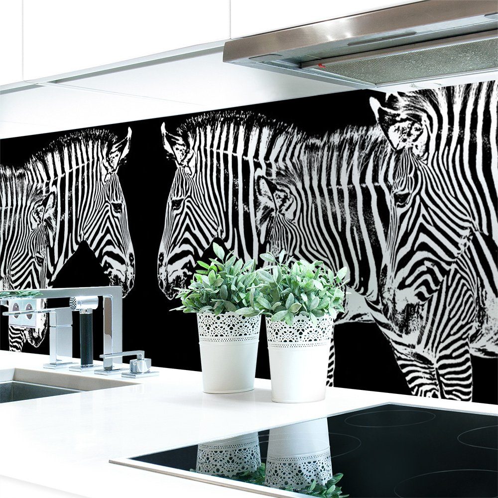 DRUCK-EXPERT Küchenrückwand Küchenrückwand Zebra Look Premium Hart-PVC 0,4 mm selbstklebend