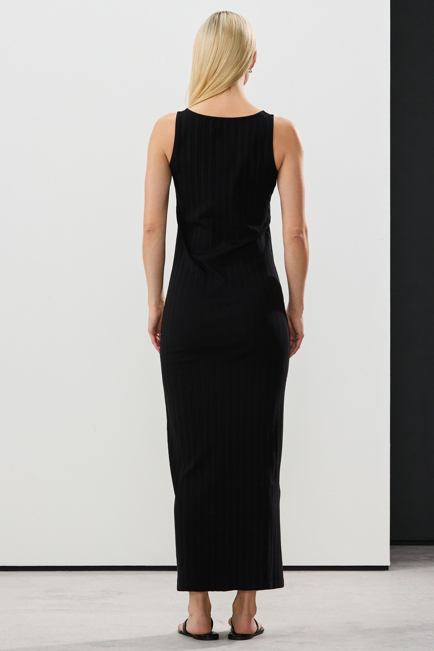 Next Midikleid Geripptes Midikleid mit eckigem günstig online kaufen