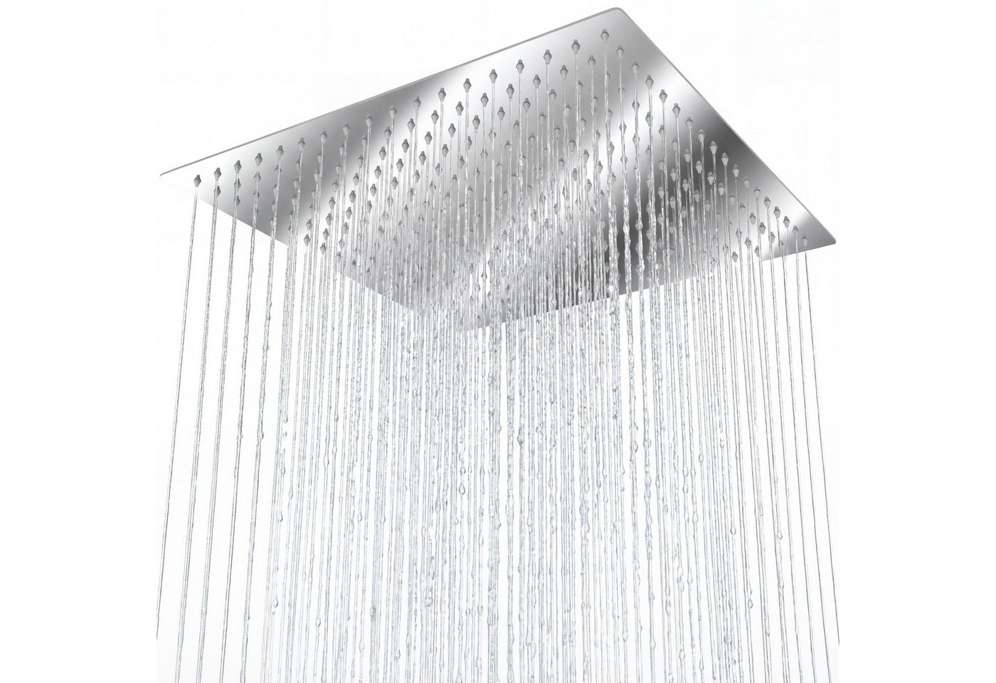 tectake Duschbrause Regenduschkopf, 1/2 Zoll Gewinde, Anti-Kalk-Spritzdüsen aus Silikon, (Handbrause, in silber), Aus poliertem Edelstahl mit Spiegeleffekt, quadratisch, Kugelgelenk