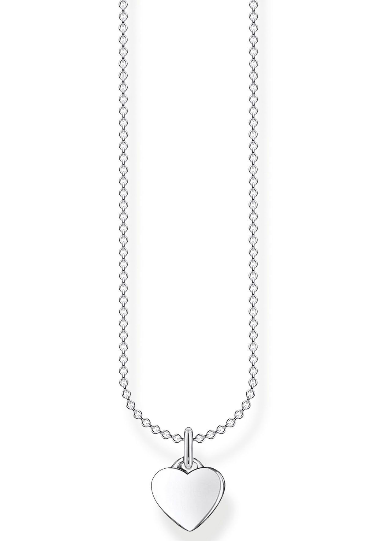 THOMAS SABO Kette mit Anhänger Herz silber, KE2049-001-21-L45V, Gesamtlänge  ca. 45 cm, verstellbar | Silberketten