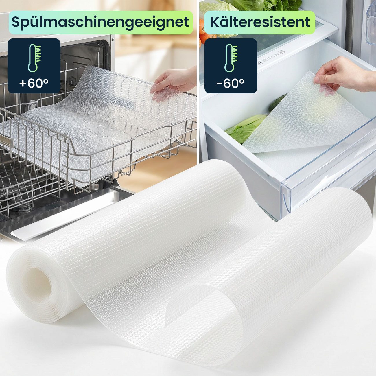 shop'n smile ideoon Schubladenmatte Antirutschmatte 50x150cm Einlegematte für Schublade Zuschneidbar (8 St), 4/8 Antirutschmatten, BPA-frei, lebensmittelecht, 5 – Bild 4 von 5