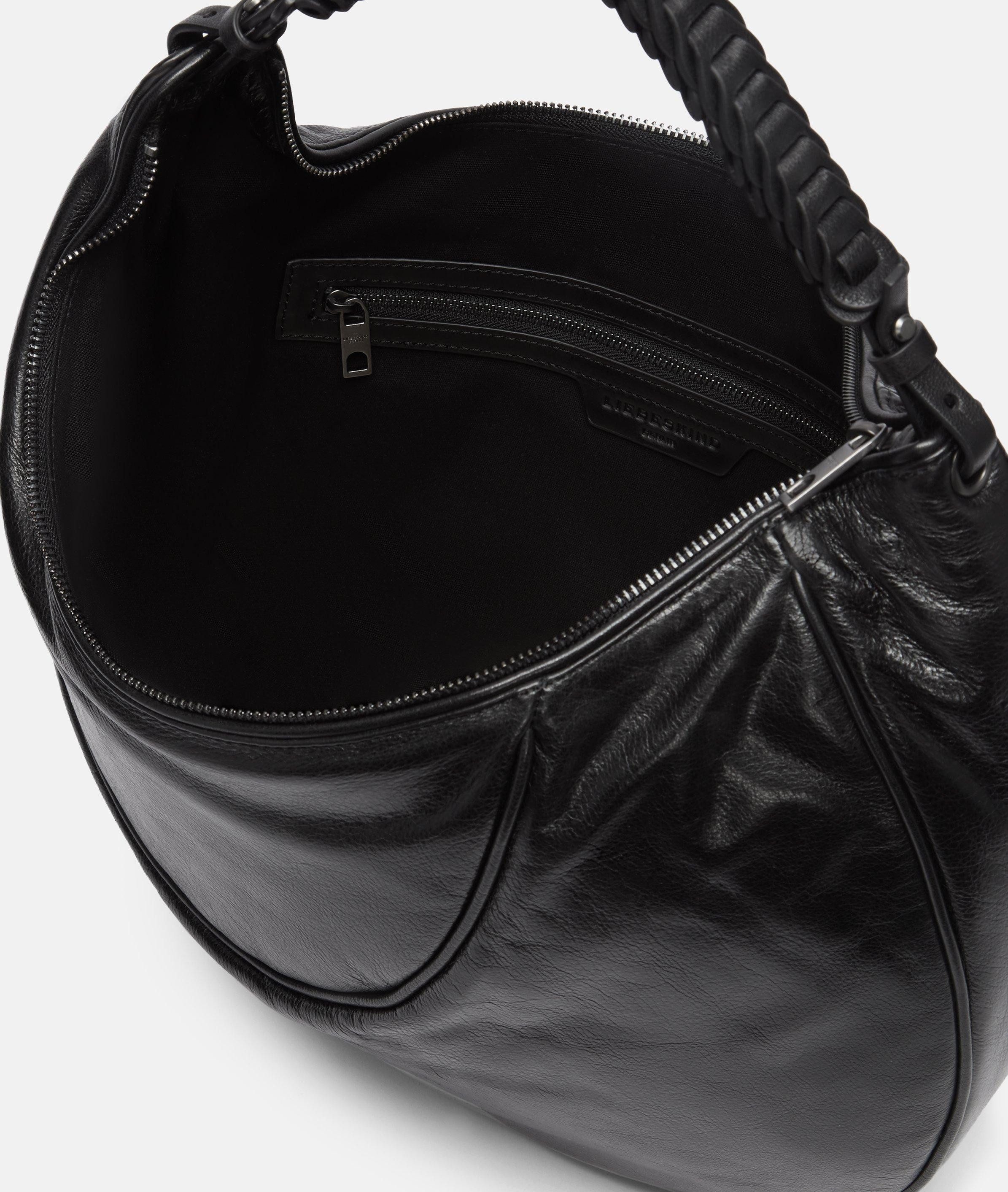 Liebeskind Berlin Schultertasche Luna Hobo M, Geräumige Hobo-Bag aus gewachstem Leder