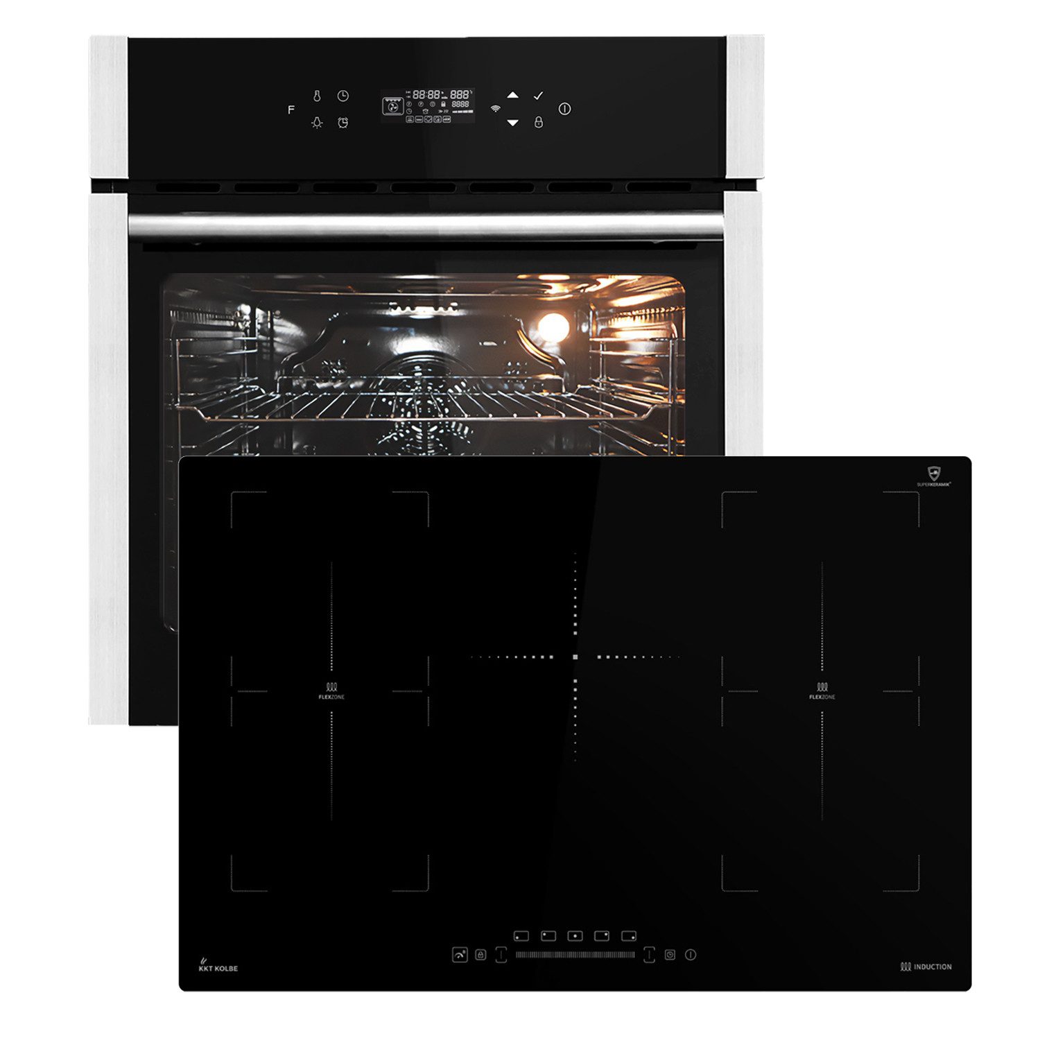 KKT KOLBE Backofen-Set Backofen und Induktionskochfeld SET8313HCIH77FZ, mit Teleskopauszug, DampfClean, Herdset / Heißluft / Einbaubackofen / Kochmulde / WIFI