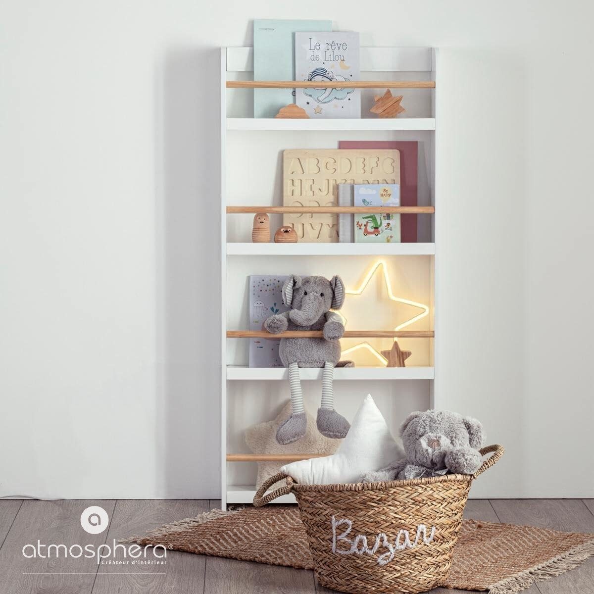 Atmosphera Créateur d'intérieur Standregal Bücherregal für Kinder, weiß, 4 Ablagen