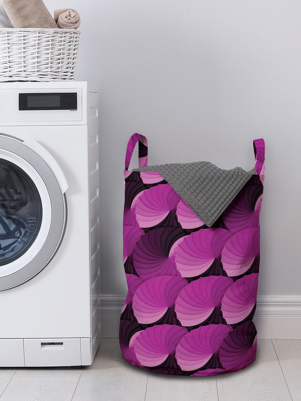 Abakuhaus Wäschesäckchen Waschsalons, Digital Rosette Wäschekorb Kordelzugverschluss mit Abstrakt für Griffen Graphic