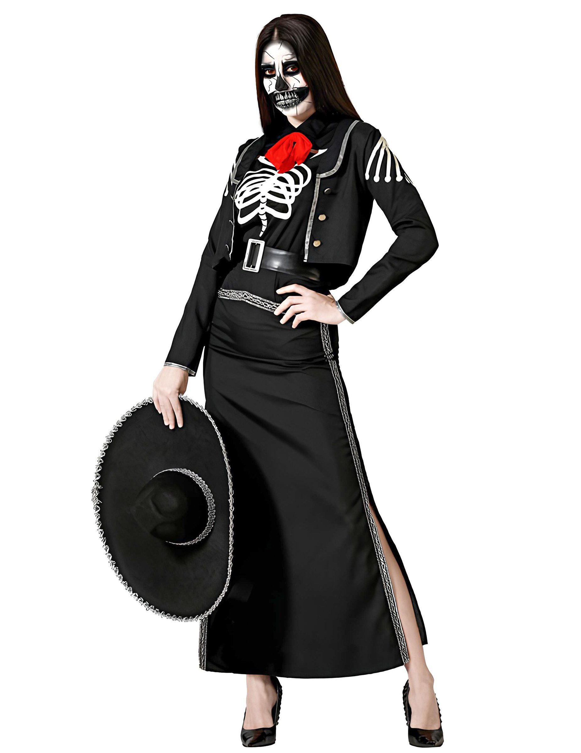 Halloween Tag Der Toten Kostüm-Set – LED Haarreif Mit Schleier, Kette & Temporären Gesichtstattoos – Für Dia De Los Muertos & Cosplay