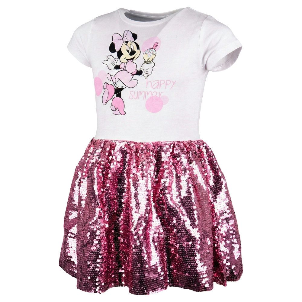 Disney Paillettenkleid Disney Minnie Maus Mädchen Kinder Sommerkleid Kleid Gr. 104 bis 134
