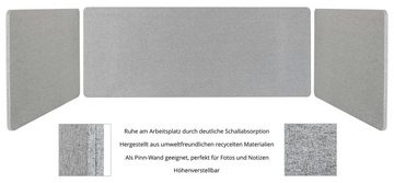 Pronomic Schutzwand Tischtrennwand - Schalldämmender Sichtschutz für Beruf und zu Hause (DiviDesk, 9 St., In 3 Höhen am Tisch zu befestigen), Textilbezug, Optimiert die Raumakustik