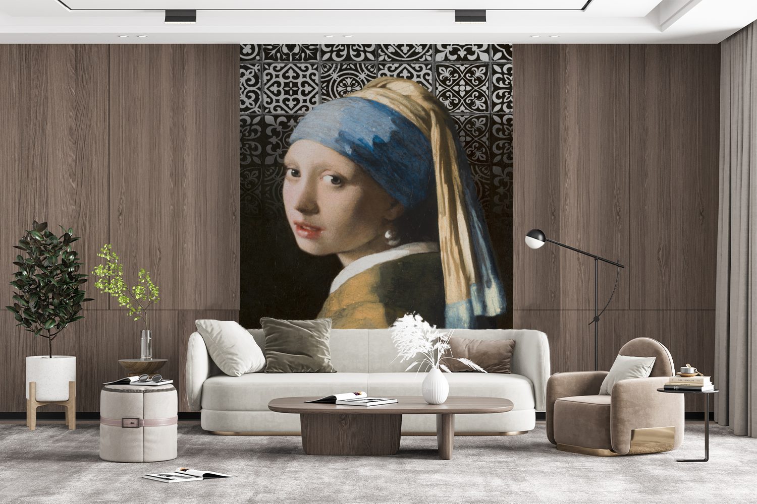 St), (4 Schnittmuster, Montagefertig Mädchen Matt, - Vermeer Wandtapete bedruckt, für Perlenohrring mit - Das dem Tapete Fototapete Wohnzimmer, Johannes MuchoWow Vinyl