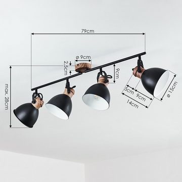 hofstein Deckenleuchte »Verago« Deckenlampe aus Metall und Holz in Schwarz und Braun, ohne Leuchtmittel, im Vintage Design, mit verstellbaren Spots, 4xE27