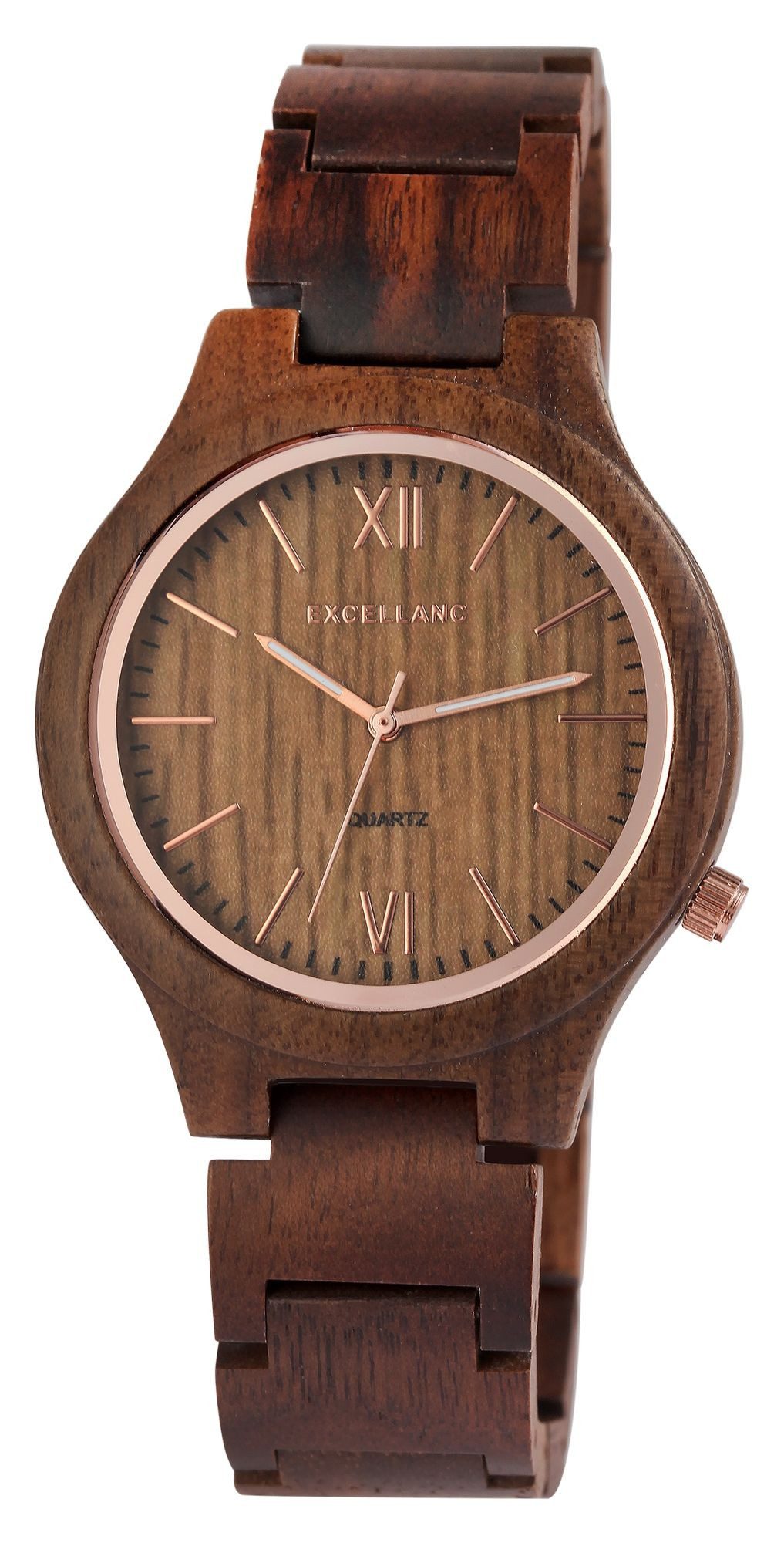 EXCELLANC Quarzuhr 1800237 Excellanc Damen Armbanduhr aus Holz mit Edelstah günstig online kaufen