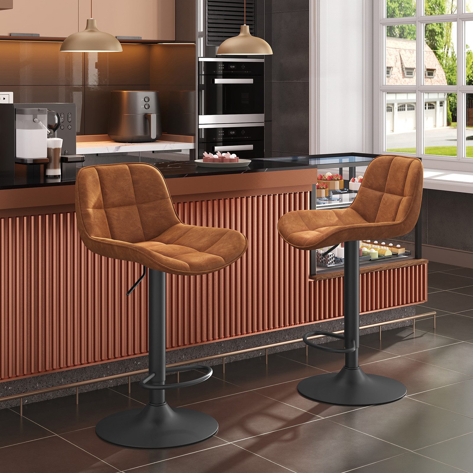 EUGAD Barhocker (1 St), Kunstleder höhenverstellbar 360° drehbar aus Metall günstig online kaufen