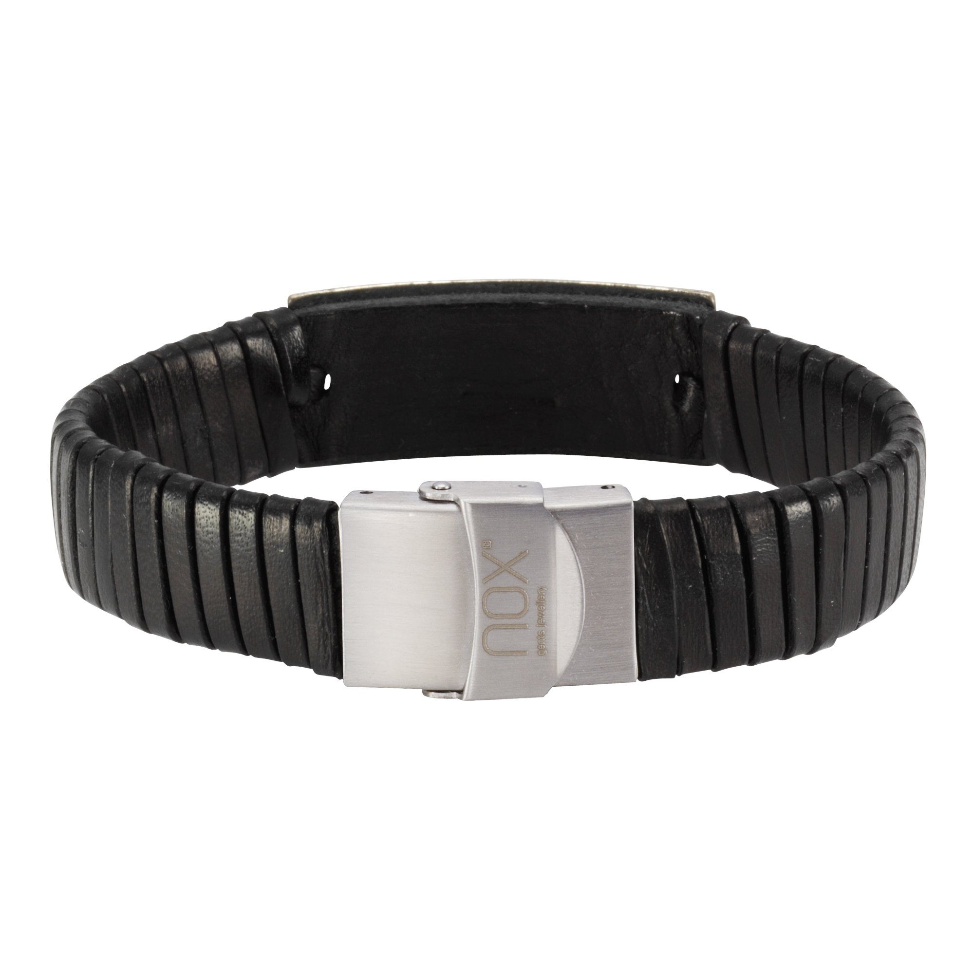 schwarz Leder Edelstahl NOX Armband