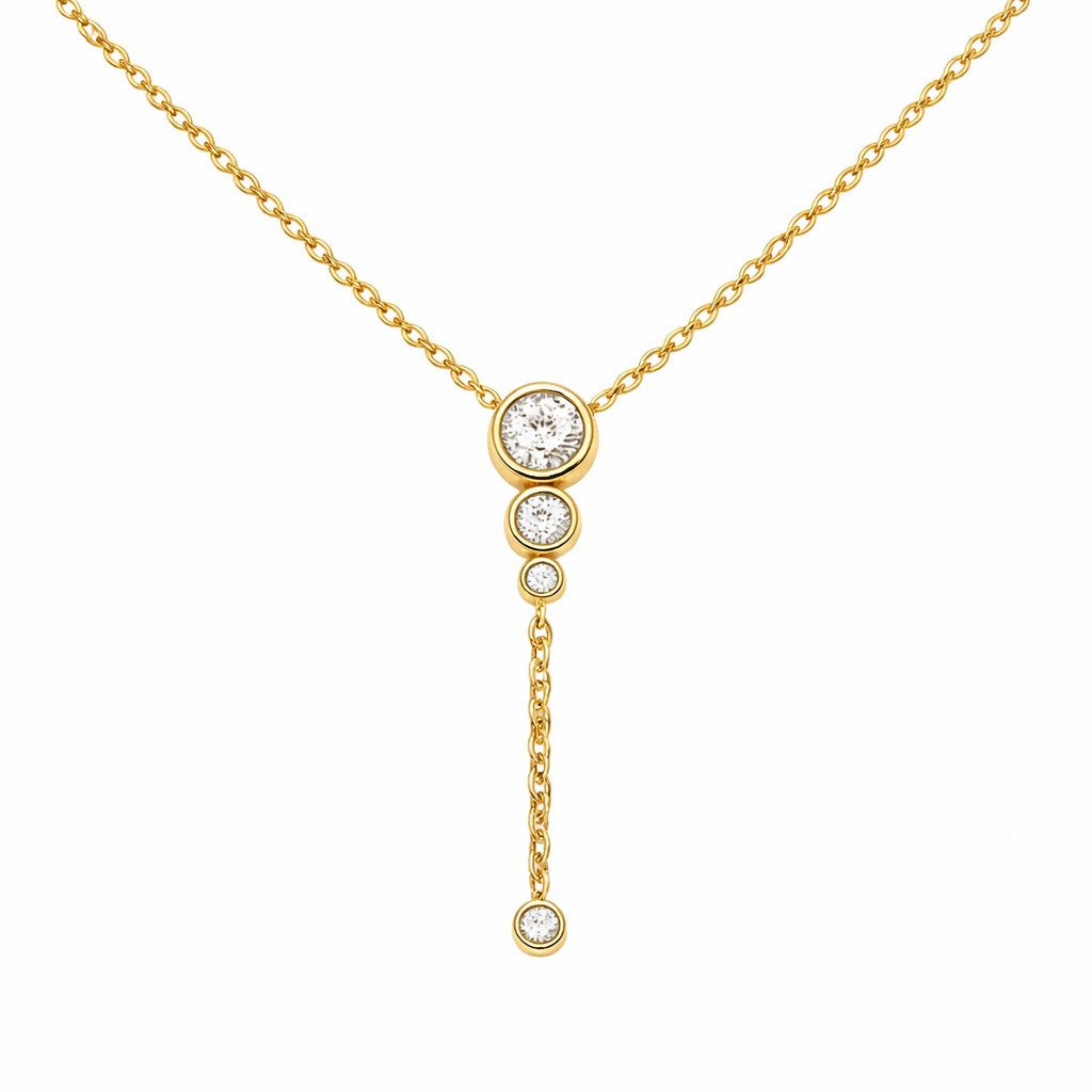 Y-Kette Aprila 925 Silber vergoldet mit Zirkonia