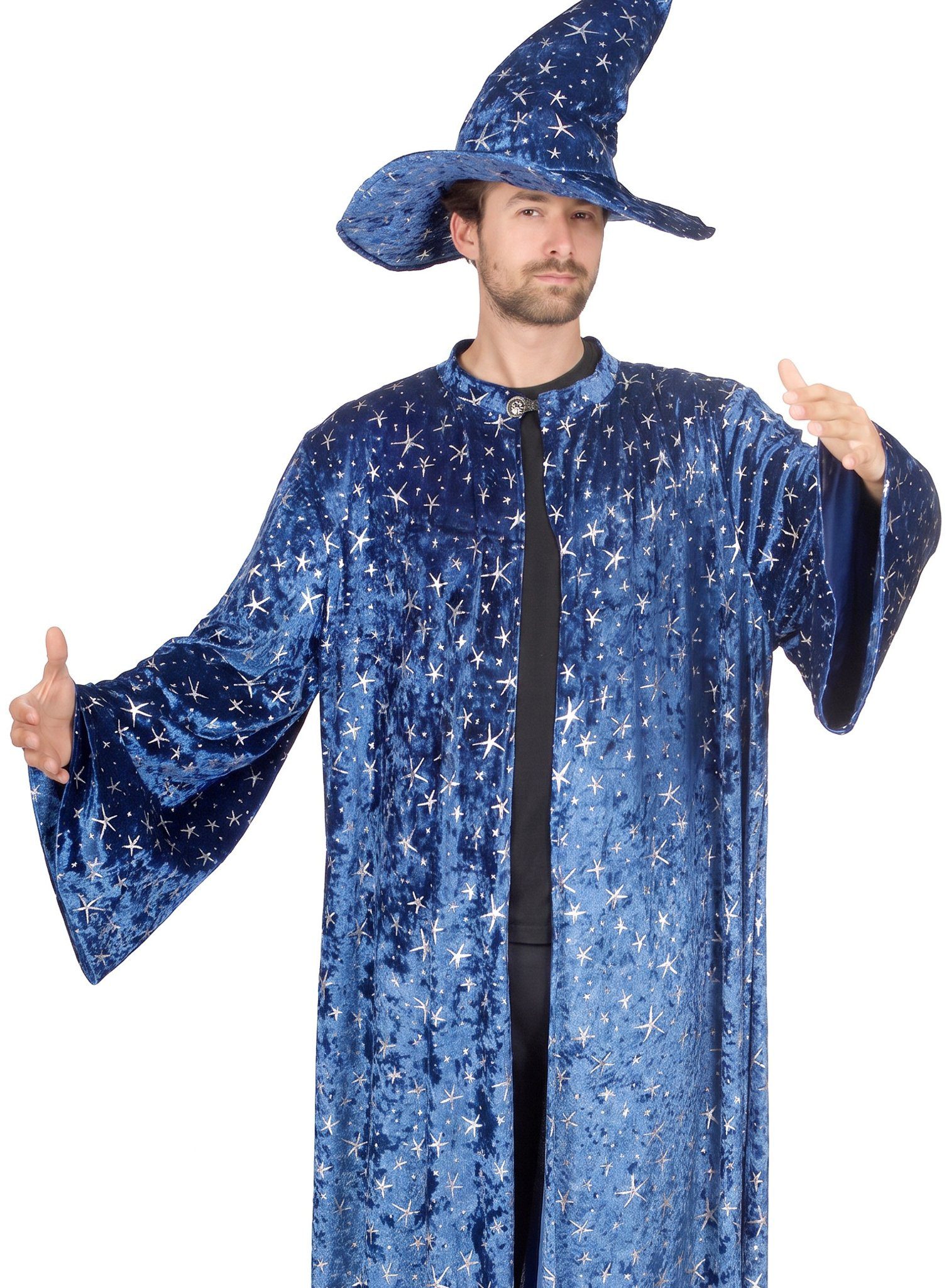 Metamorph Zauberer-Kostüm Zauberer Magier - Karneval Faschingskostüm Herren, Zaubererkostüm mit Sternenmuster